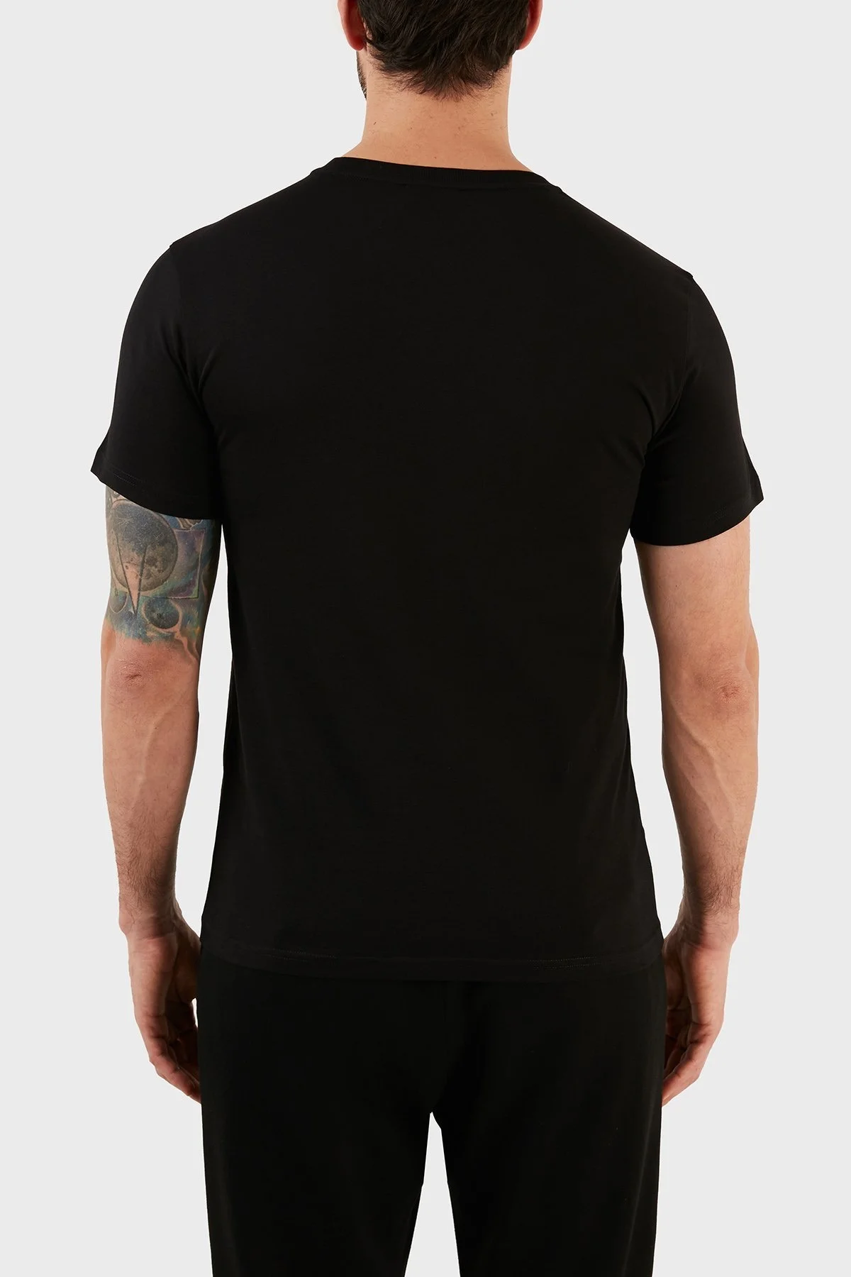 Emporio Armani Logolu Bisiklet Yaka % 100 Pamuk Regular Fit Erkek T Shirt 211818 3R476 21921 SİYAH - 5