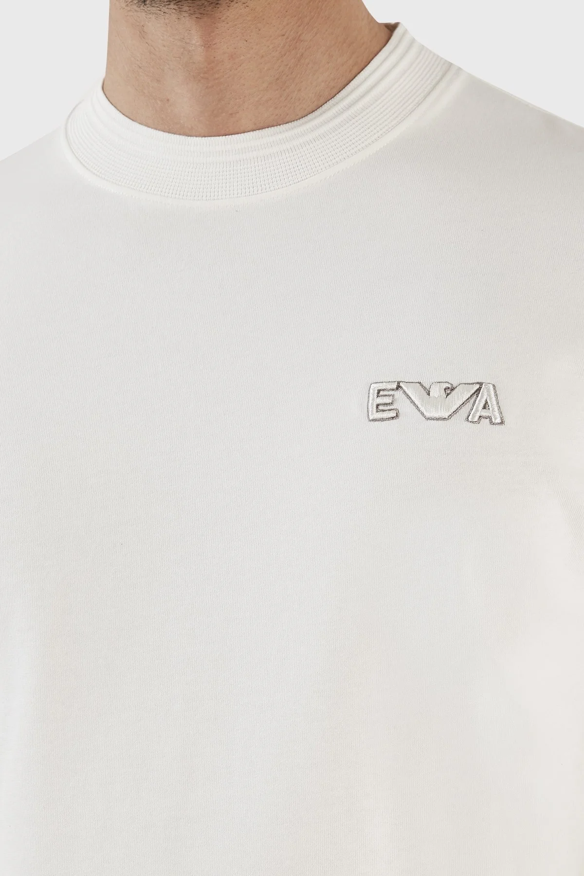 Emporio Armani Logolu Bisiklet Yaka % 100 Pamuk Regular Fit Erkek T Shirt 3R1TT5 1JWZZ 0101 BEYAZ - 6