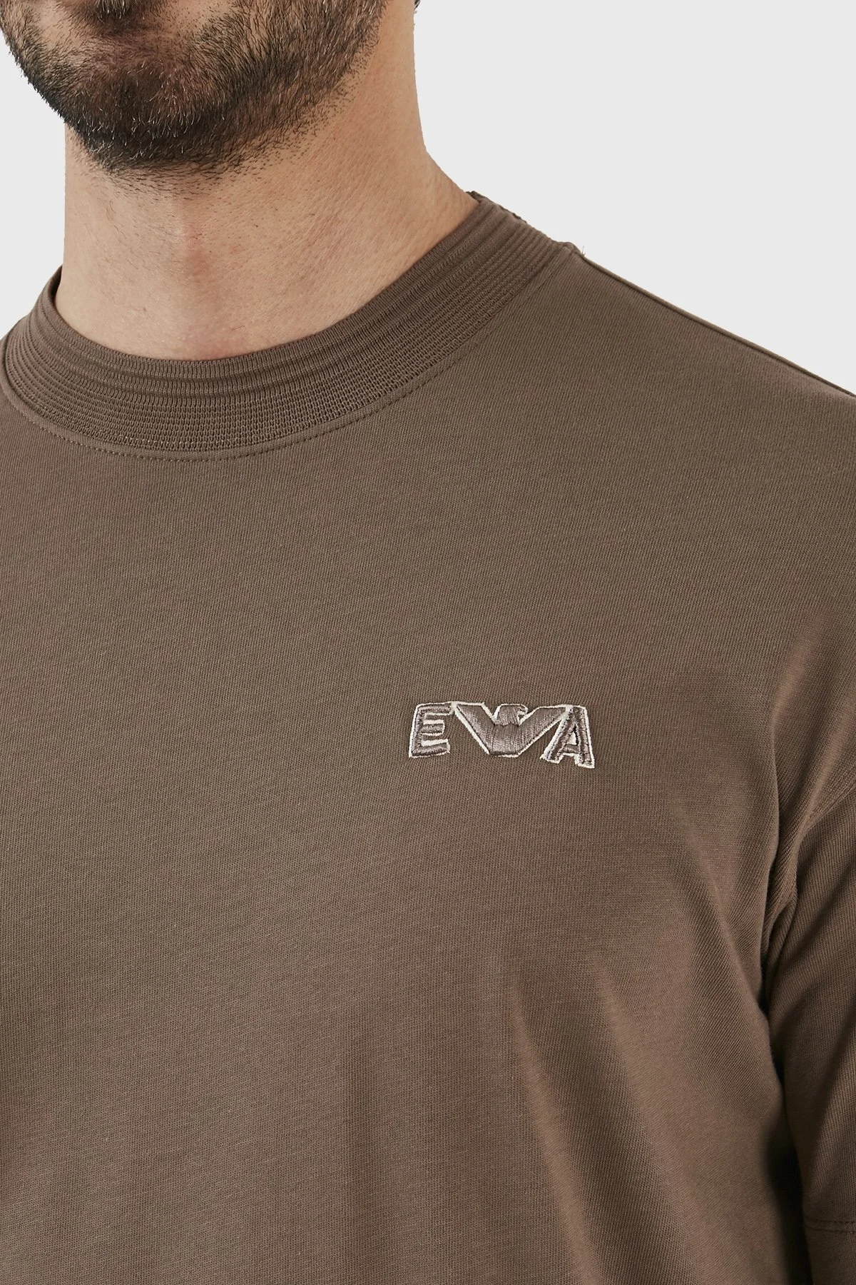 Emporio Armani Logolu Bisiklet Yaka % 100 Pamuk Regular Fit Erkek T Shirt 3R1TT5 1JWZZ 0440 TOPRAK - 4