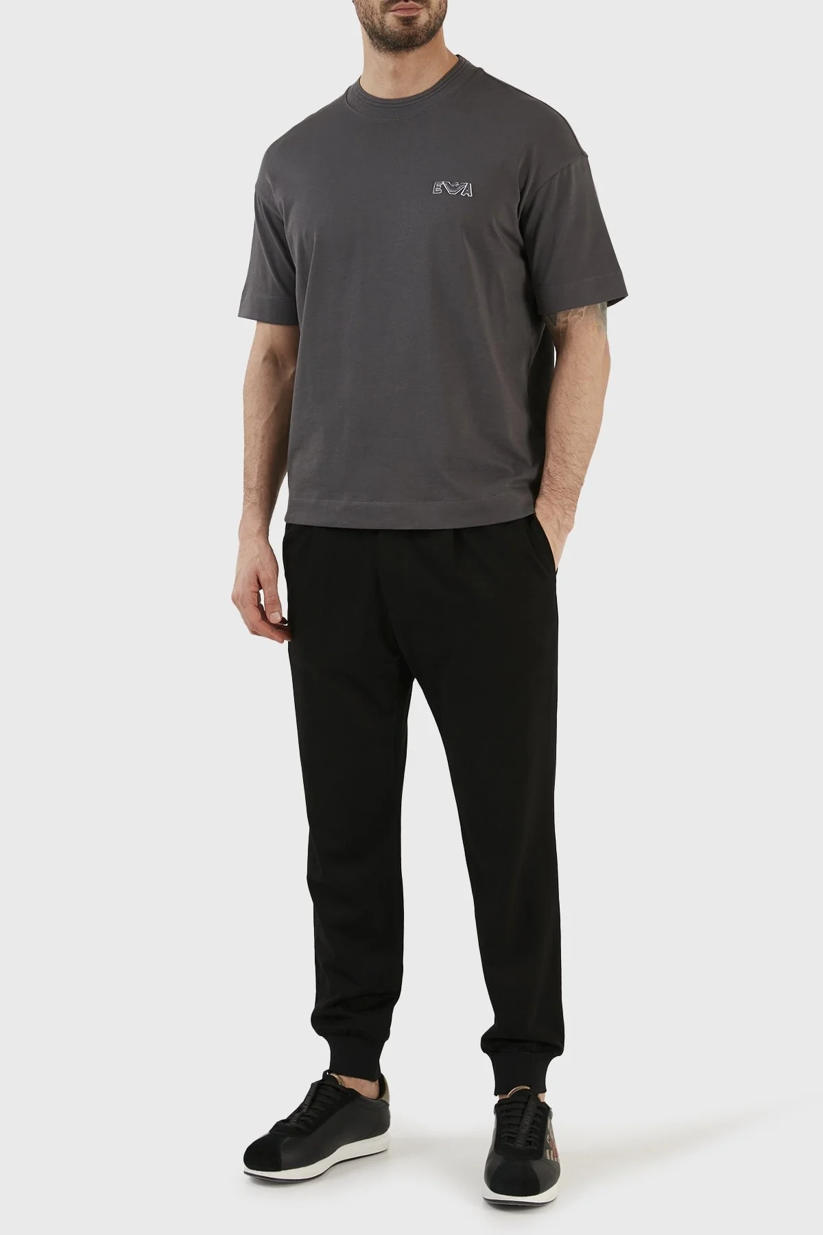 Emporio Armani Logolu Bisiklet Yaka % 100 Pamuk Regular Fit Erkek T Shirt 3R1TT5 1JWZZ 0651 GRİ - 4