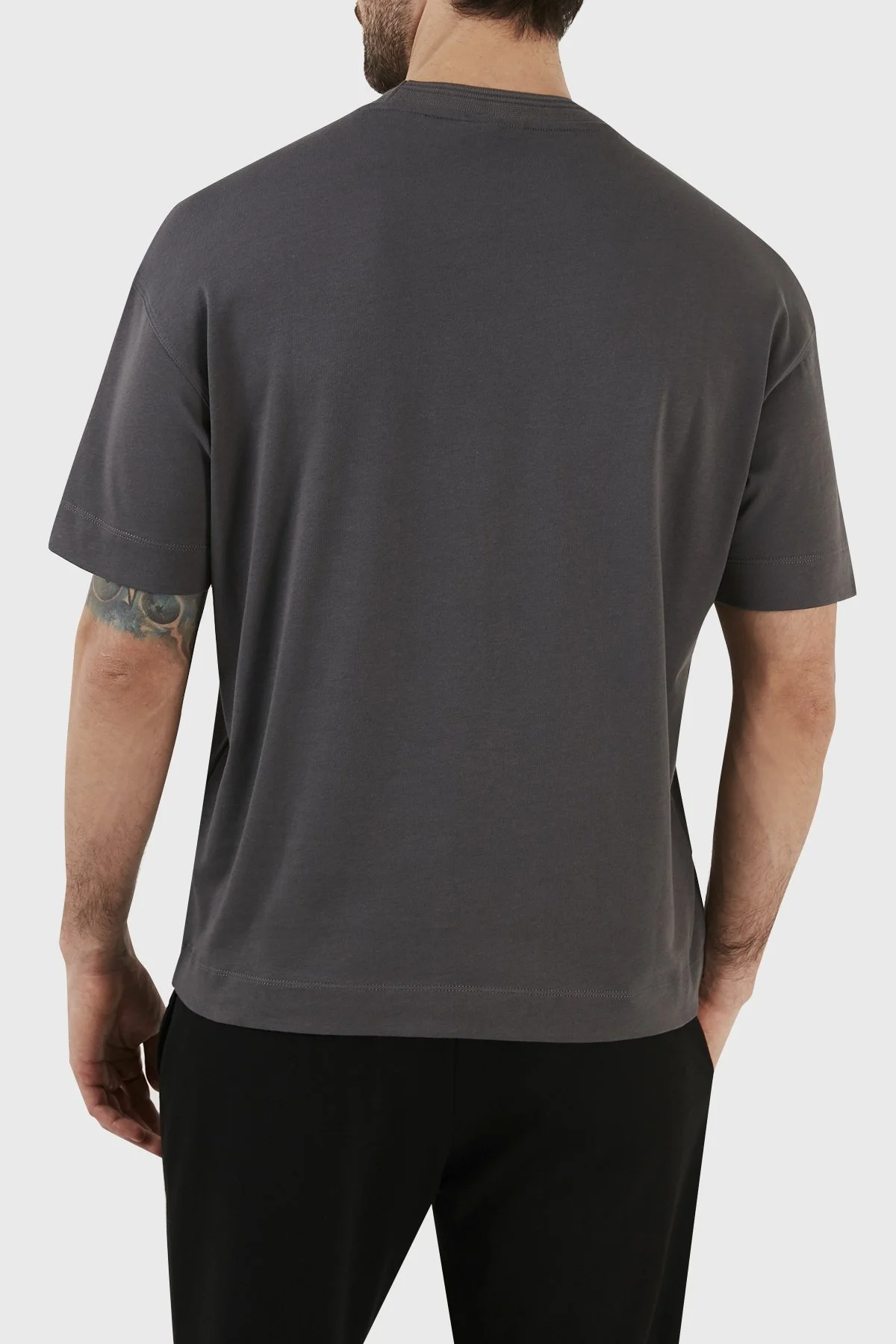 Emporio Armani Logolu Bisiklet Yaka % 100 Pamuk Regular Fit Erkek T Shirt 3R1TT5 1JWZZ 0651 GRİ - 5