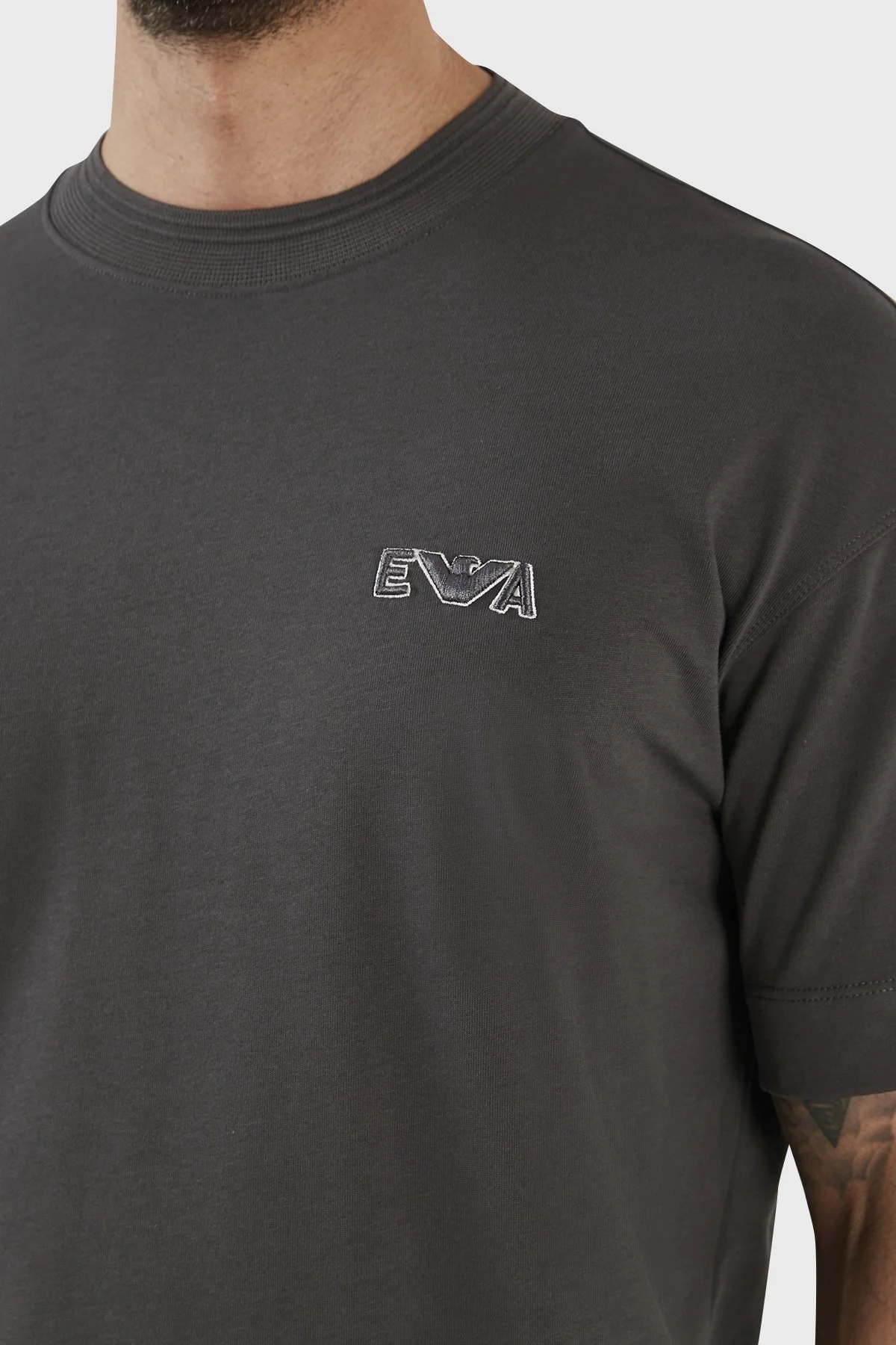 Emporio Armani Logolu Bisiklet Yaka % 100 Pamuk Regular Fit Erkek T Shirt 3R1TT5 1JWZZ 0651 GRİ - 6