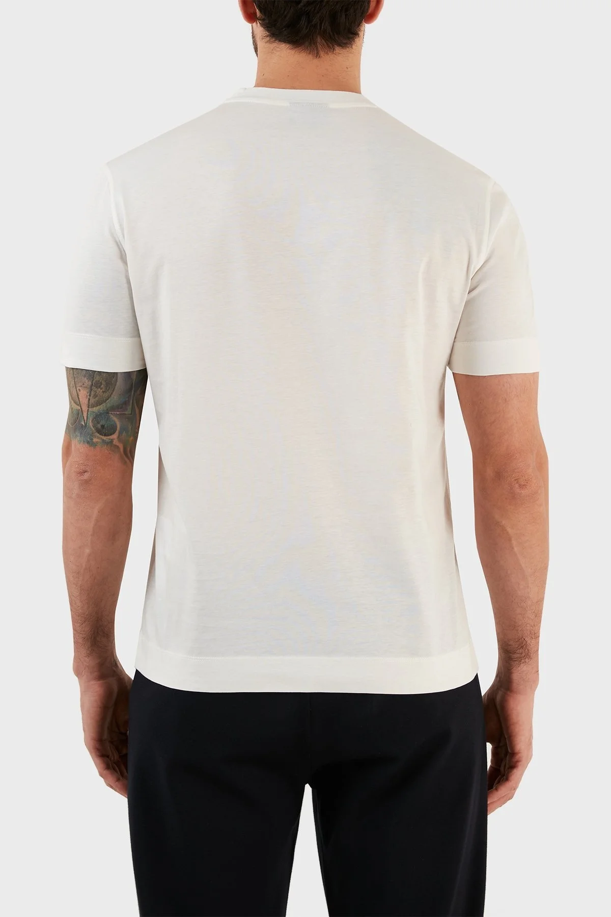 Emporio Armani Logolu Bisiklet Yaka % 100 Pamuk Regular Fit Erkek T Shirt 3R1TU8 1JSAZ 0101 BEYAZ - 5