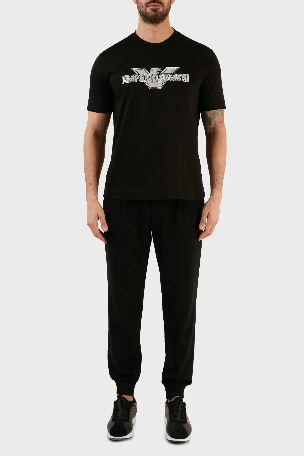 Emporio Armani Logolu Bisiklet Yaka % 100 Pamuk Regular Fit Erkek T Shirt 3R1TU8 1JSAZ 0999 SİYAH - 4