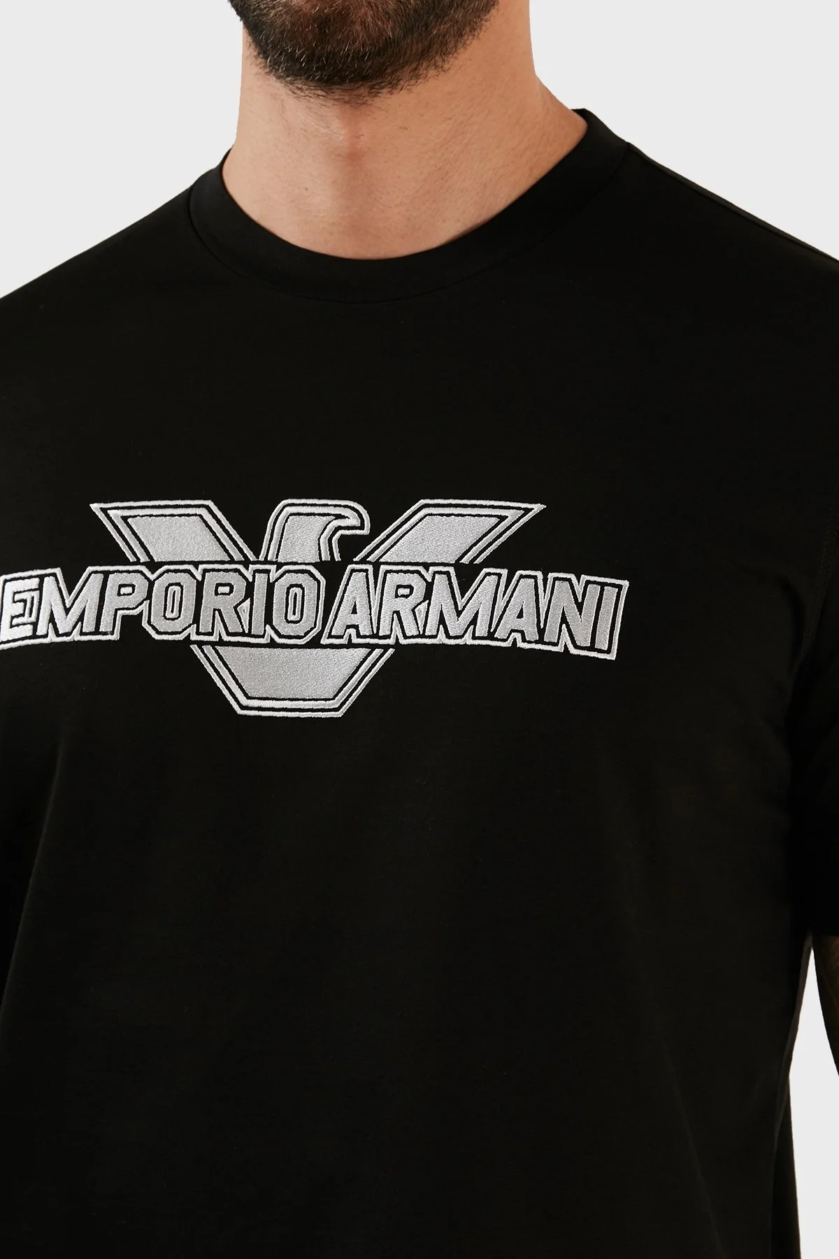 Emporio Armani Logolu Bisiklet Yaka % 100 Pamuk Regular Fit Erkek T Shirt 3R1TU8 1JSAZ 0999 SİYAH - 6