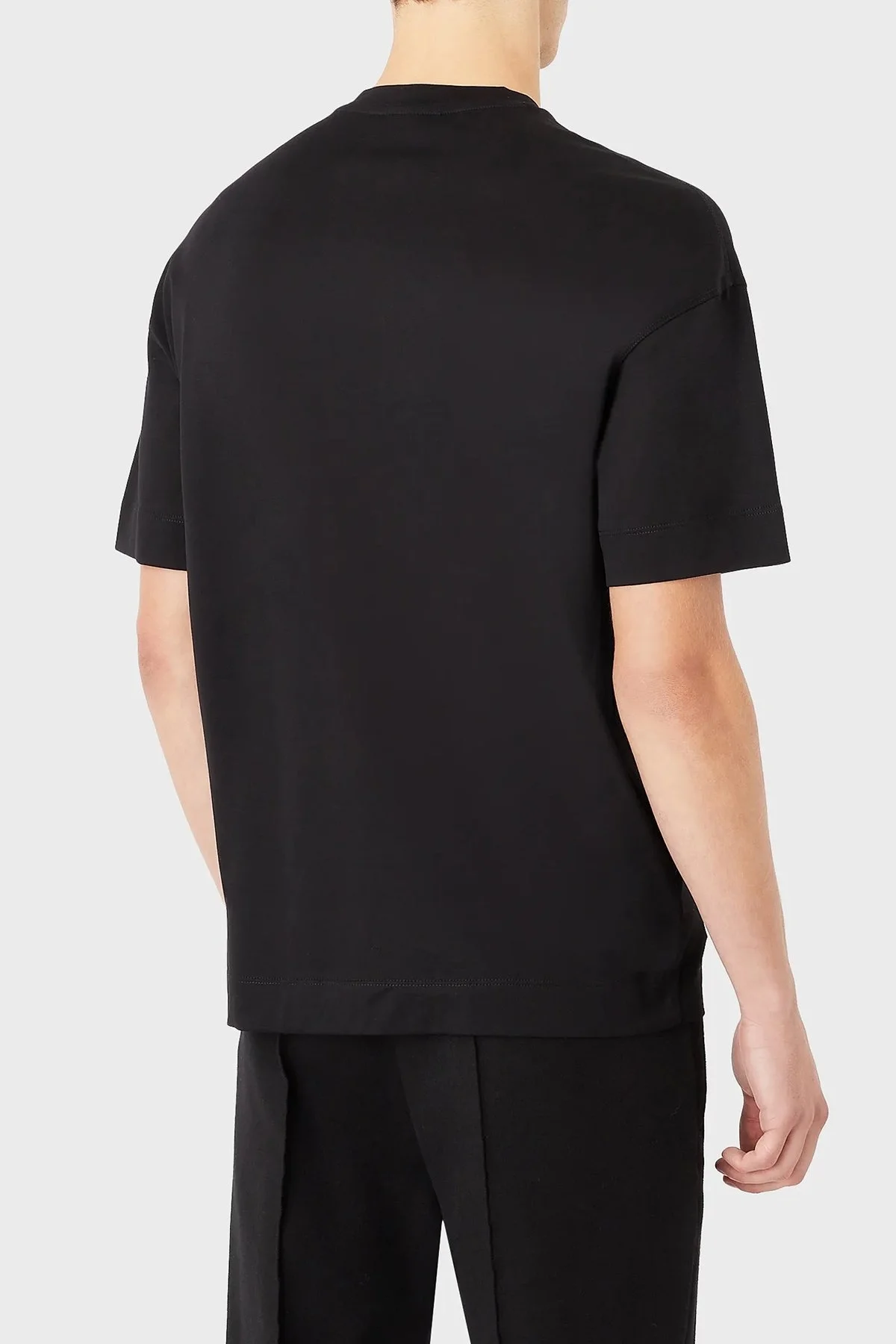 Emporio Armani Logolu Bisiklet Yaka % 100 Pamuk Regular Fit Erkek T Shirt 6L1TG1 1JSAZ 0033 SİYAH - 2