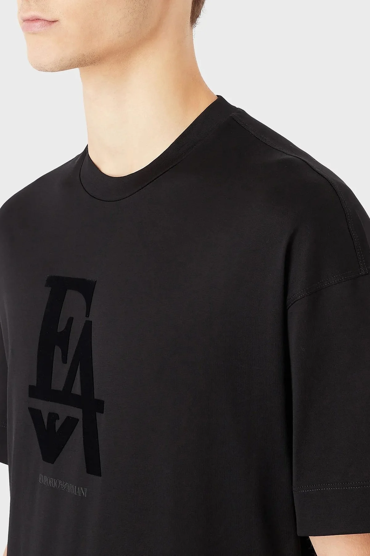 Emporio Armani Logolu Bisiklet Yaka % 100 Pamuk Regular Fit Erkek T Shirt 6L1TG1 1JSAZ 0033 SİYAH - 3