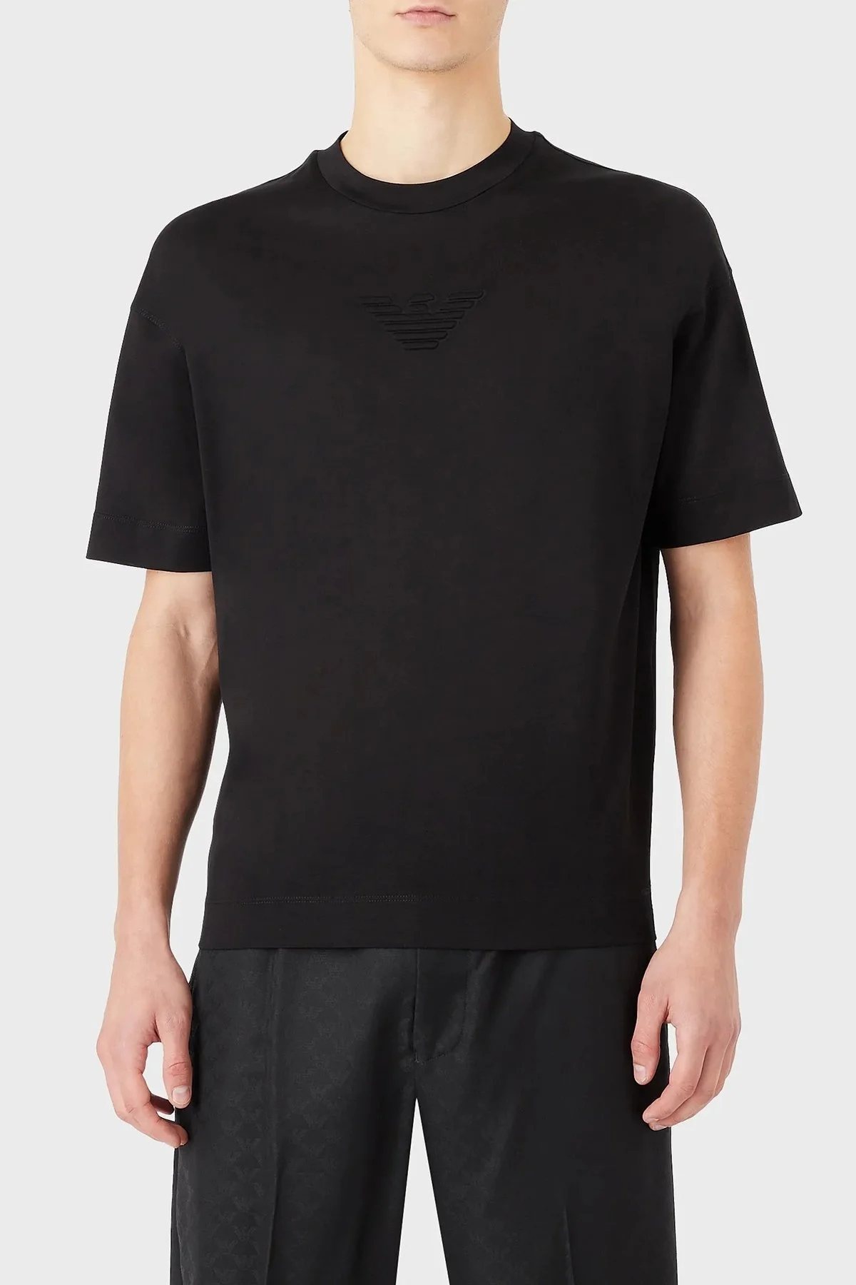 Emporio Armani Logolu Bisiklet Yaka % 100 Pamuk Regular Fit Erkek T Shirt 6L1TG5 1JSAZ 0999 SİYAH - 1