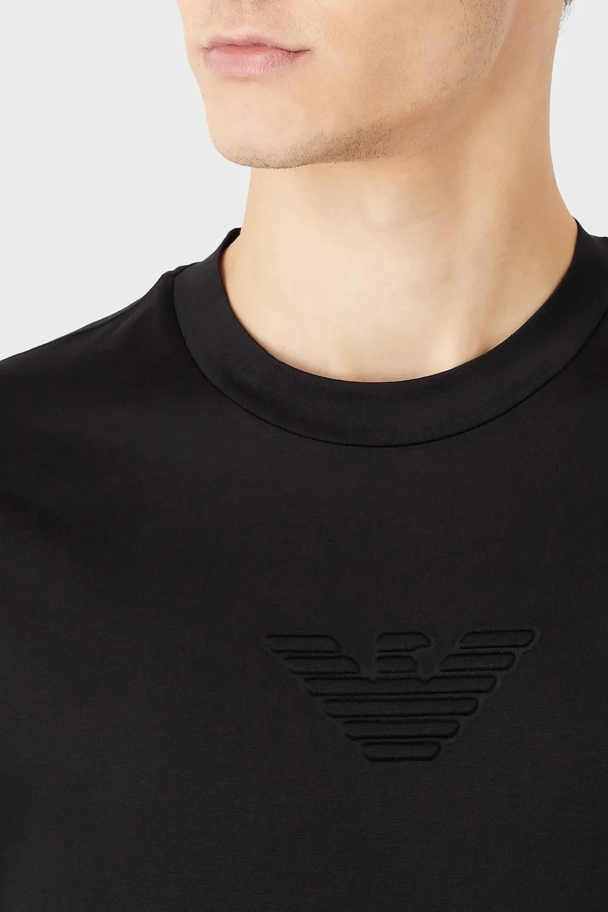 Emporio Armani Logolu Bisiklet Yaka % 100 Pamuk Regular Fit Erkek T Shirt 6L1TG5 1JSAZ 0999 SİYAH - 3