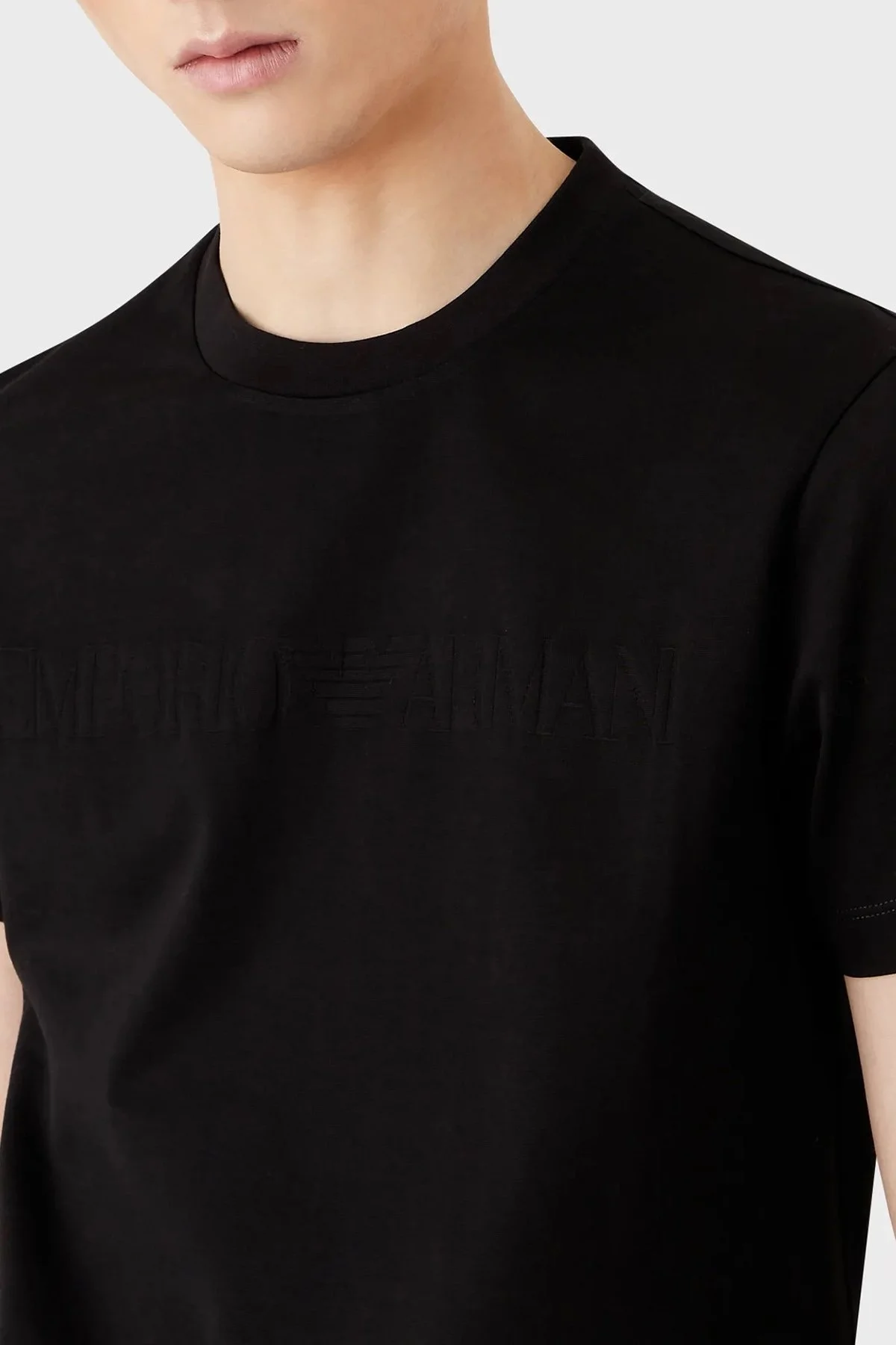 Emporio Armani Logolu Bisiklet Yaka % 100 Pamuk Regular Fit Erkek T Shirt 8N1TD2 1JGYZ 0021 SİYAH - 2