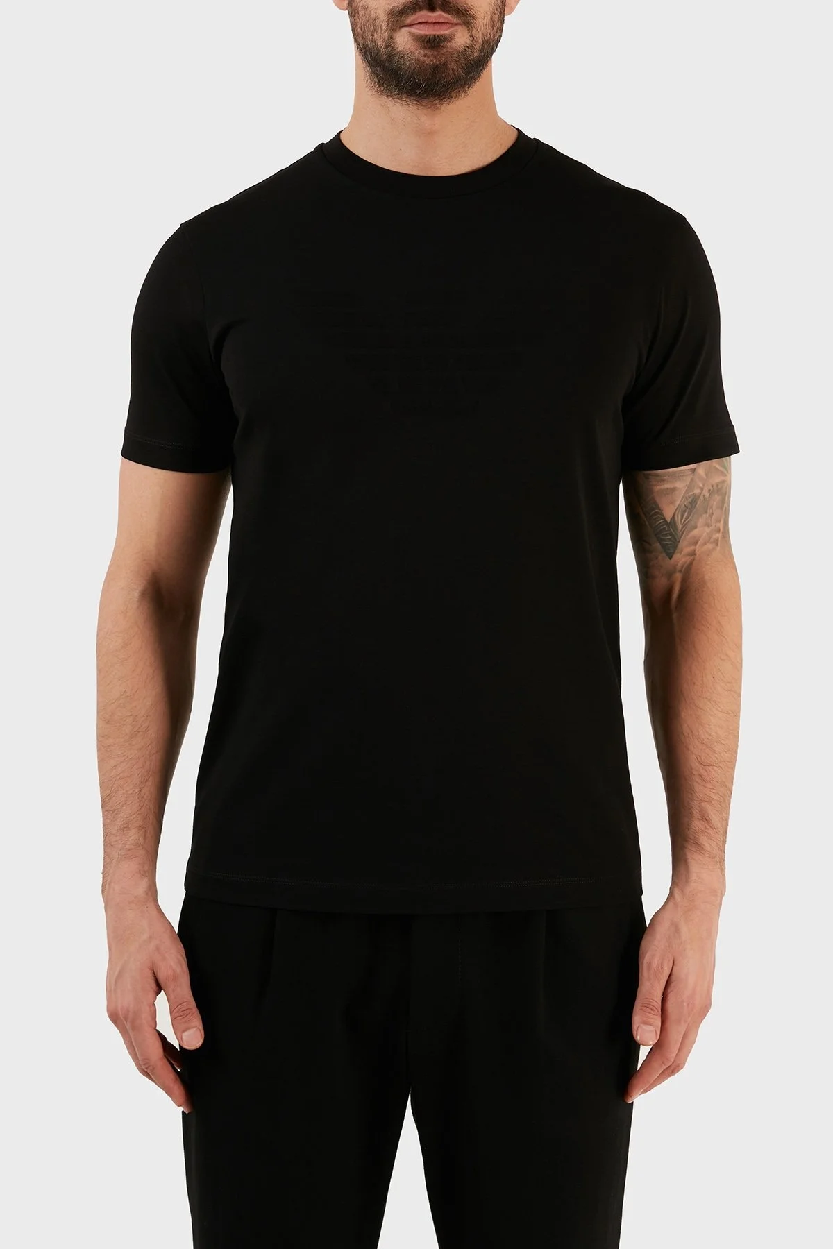 Emporio Armani Logolu % 100 Pamuk Regular Fit Bisiklet Yaka Erkek T Shirt 8N1TD2 1JGYZ 0022 SİYAH - 1