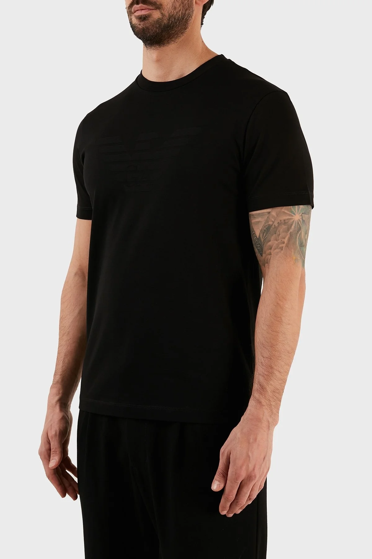 Emporio Armani Logolu % 100 Pamuk Regular Fit Bisiklet Yaka Erkek T Shirt 8N1TD2 1JGYZ 0022 SİYAH - 2