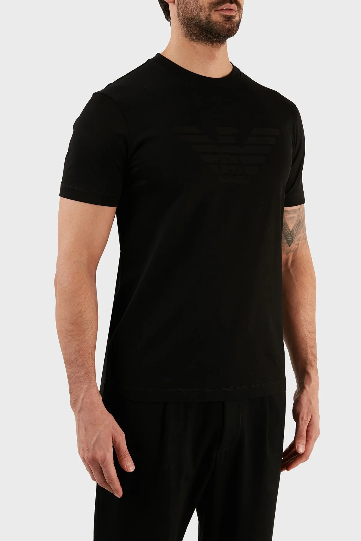 Emporio Armani Logolu % 100 Pamuk Regular Fit Bisiklet Yaka Erkek T Shirt 8N1TD2 1JGYZ 0022 SİYAH - 3