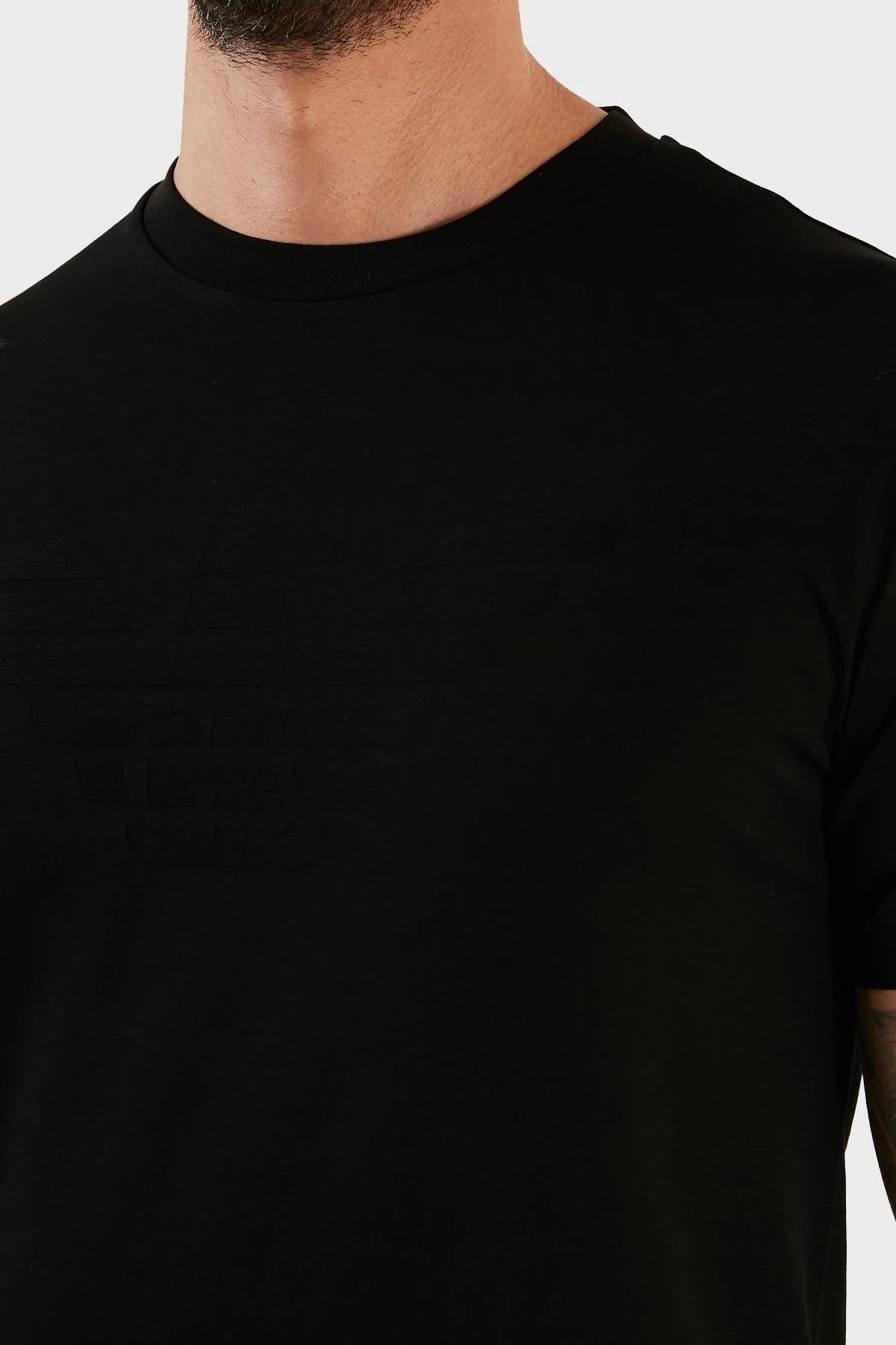 Emporio Armani Logolu % 100 Pamuk Regular Fit Bisiklet Yaka Erkek T Shirt 8N1TD2 1JGYZ 0022 SİYAH - 4