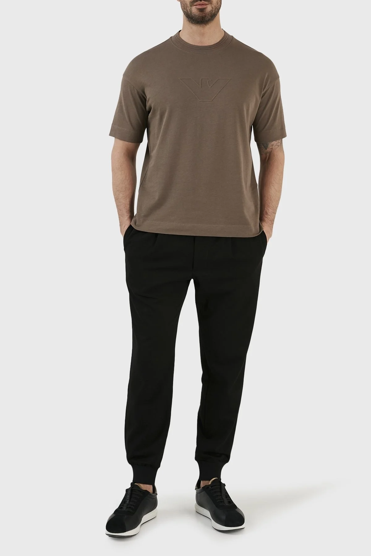 Emporio Armani Logolu Bisiklet Yaka % 100 Pamuk Relaxed Fit Erkek T Shirt 3R1TU0 1JWZZ 0484 KAHVE - 4