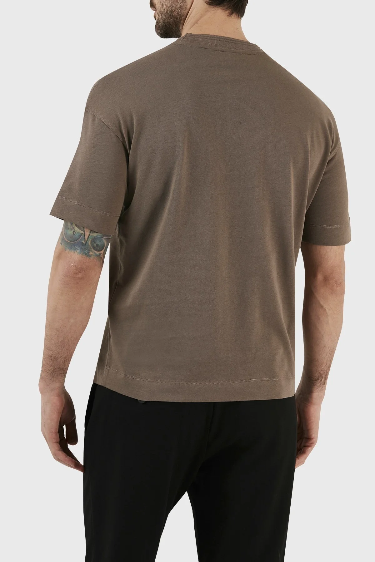 Emporio Armani Logolu Bisiklet Yaka % 100 Pamuk Relaxed Fit Erkek T Shirt 3R1TU0 1JWZZ 0484 KAHVE - 5
