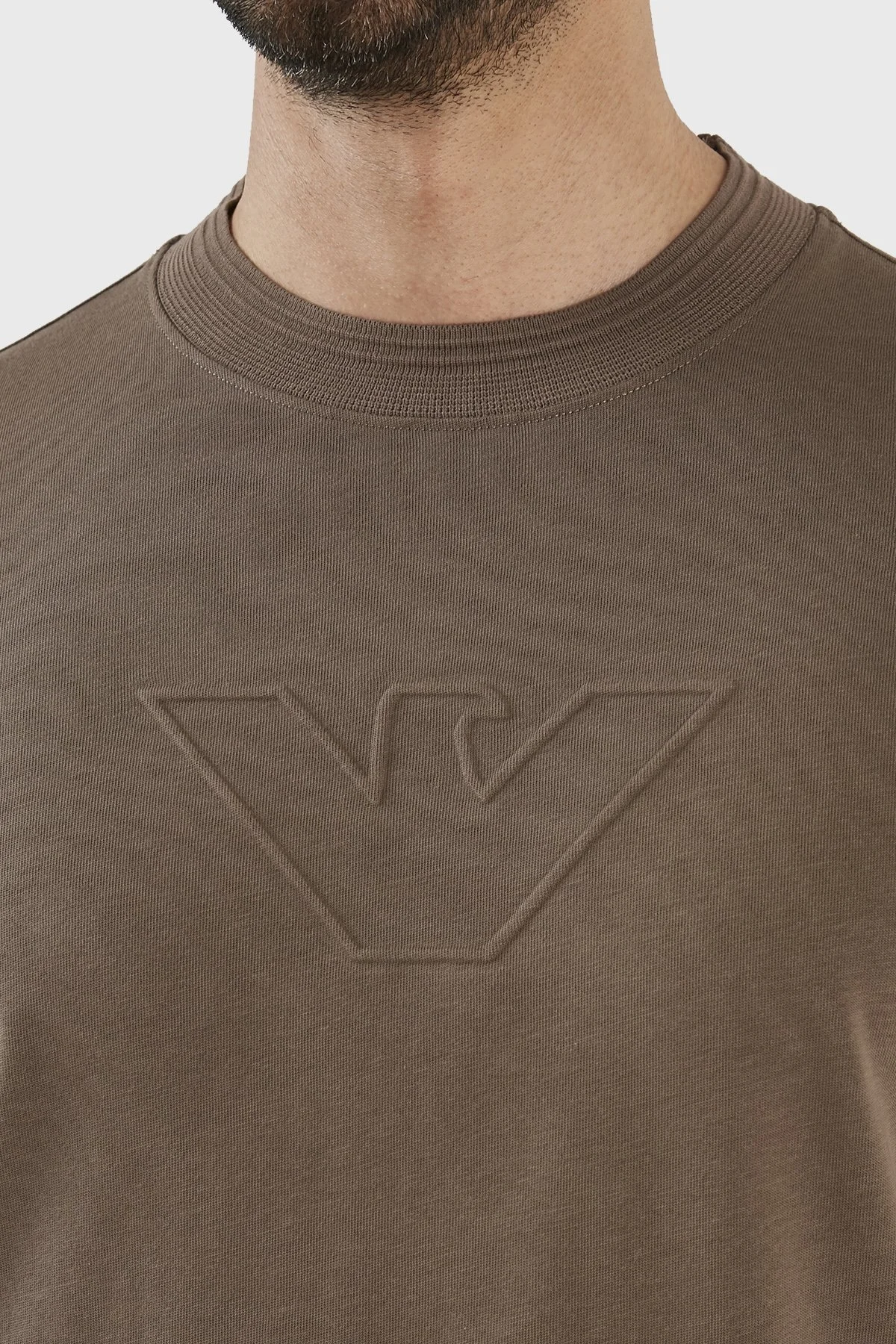 Emporio Armani Logolu Bisiklet Yaka % 100 Pamuk Relaxed Fit Erkek T Shirt 3R1TU0 1JWZZ 0484 KAHVE - 6