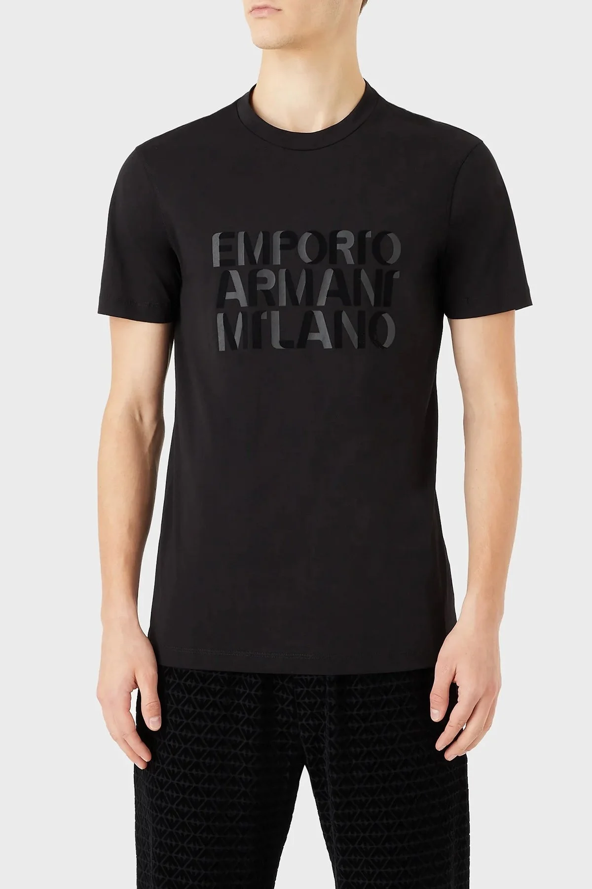 Emporio Armani Logolu Bisiklet Yaka % 100 Pamuk Slim Fit Erkek T Shirt 6L1TS9 1JPZZ 0999 SİYAH - 1