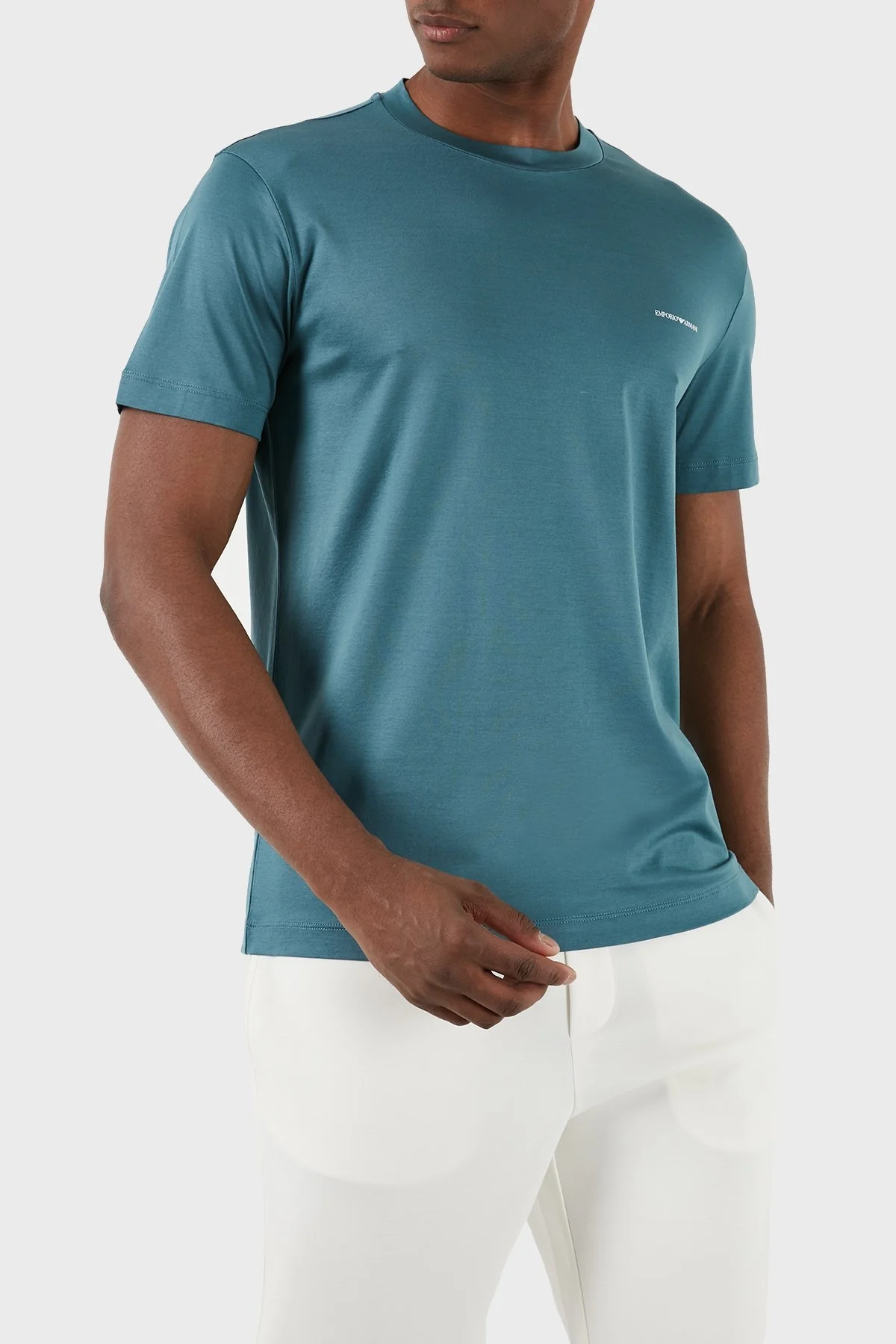 Emporio Armani Logolu Bisiklet Yaka Pamuk Karışımlı Regular Fit Erkek T Shirt 8N1TD8 1JUVZ 0779 PETROL - 1