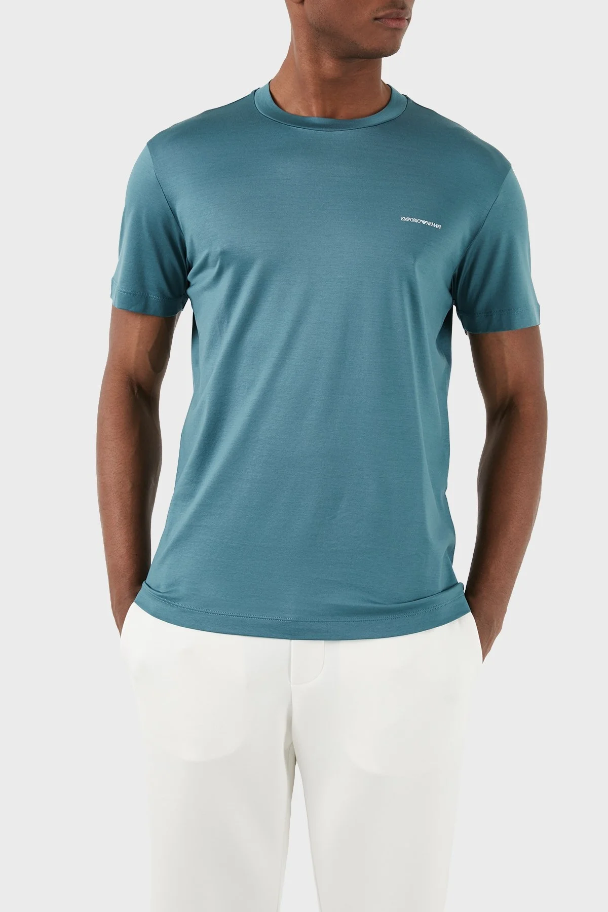 Emporio Armani Logolu Bisiklet Yaka Pamuk Karışımlı Regular Fit Erkek T Shirt 8N1TD8 1JUVZ 0779 PETROL - 3