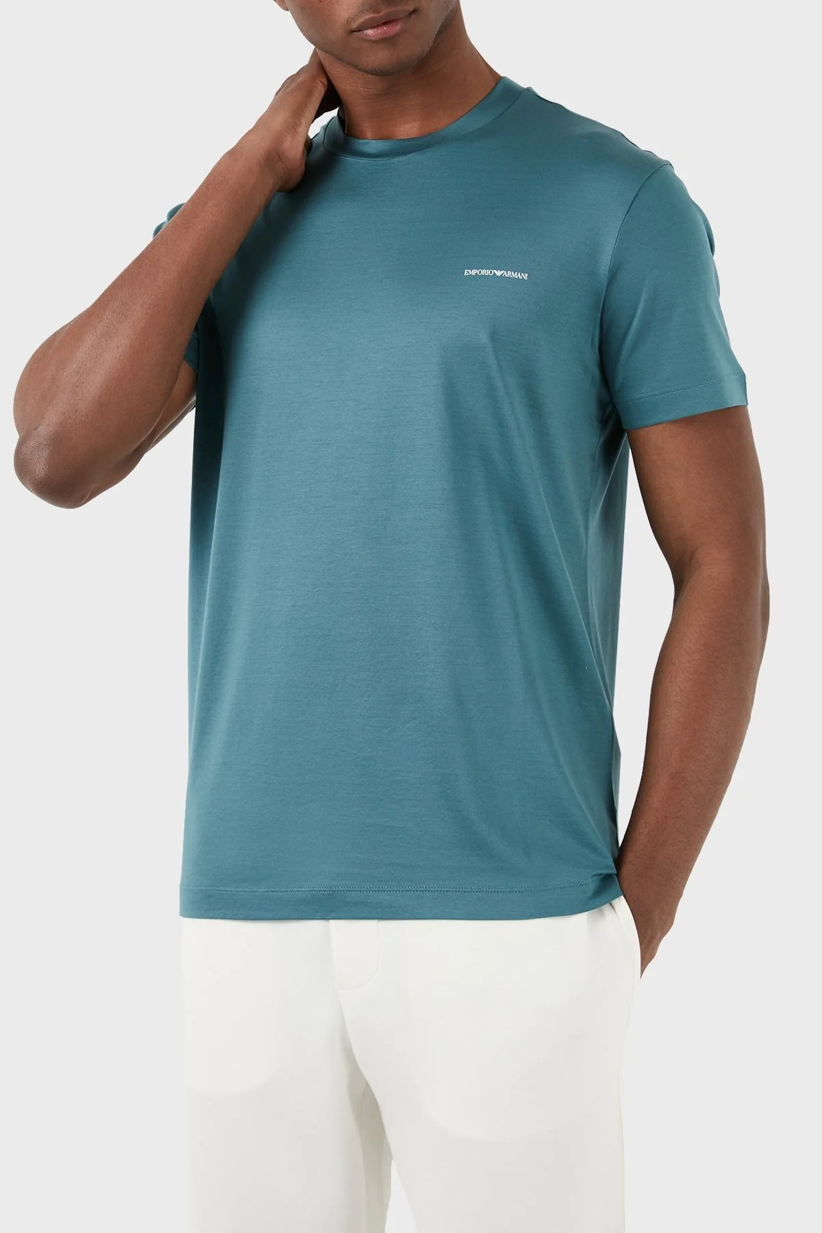 Emporio Armani Logolu Bisiklet Yaka Pamuk Karışımlı Regular Fit Erkek T Shirt 8N1TD8 1JUVZ 0779 PETROL - 4