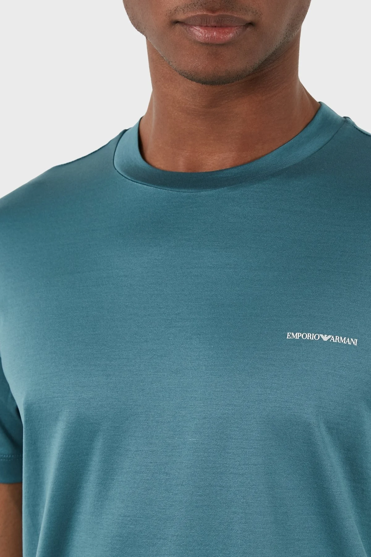 Emporio Armani Logolu Bisiklet Yaka Pamuk Karışımlı Regular Fit Erkek T Shirt 8N1TD8 1JUVZ 0779 PETROL - 5