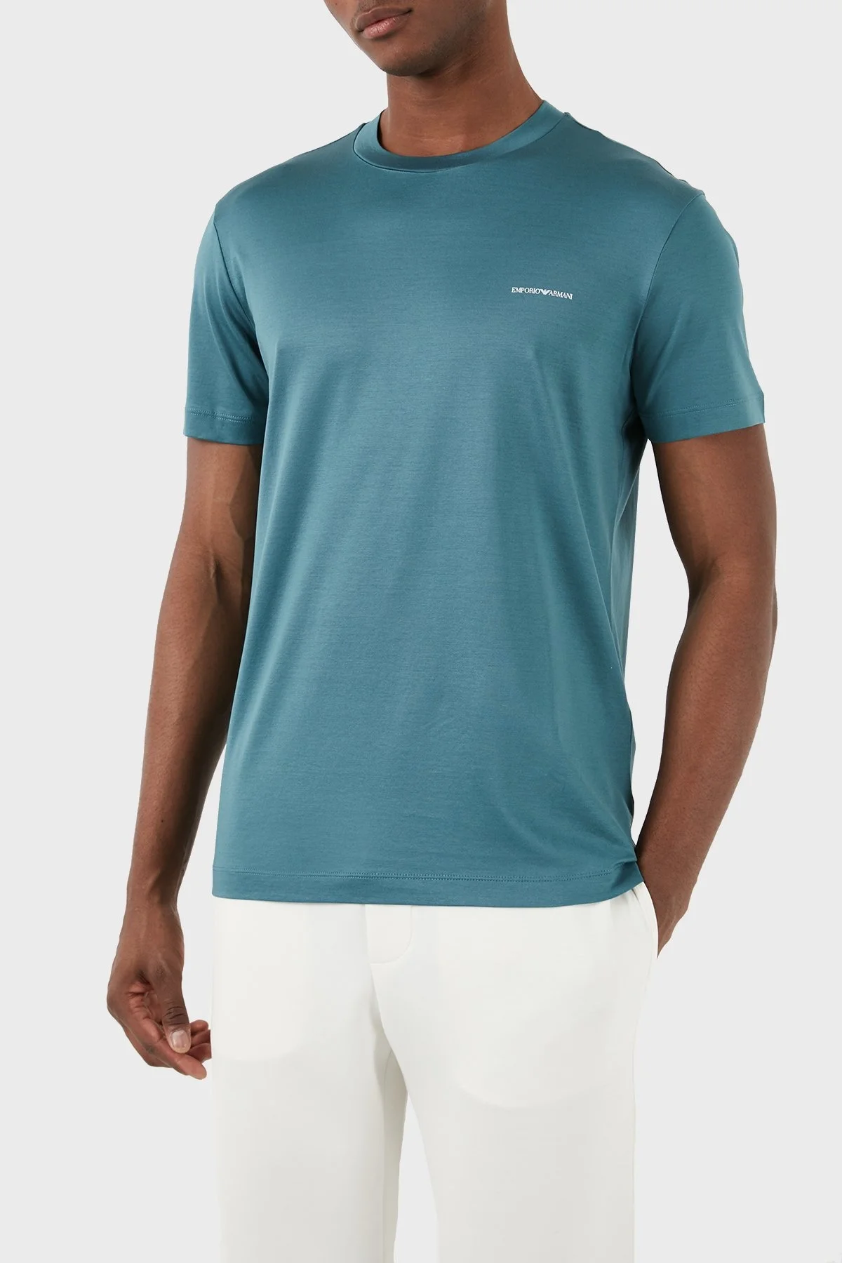 Emporio Armani Logolu Bisiklet Yaka Pamuk Karışımlı Regular Fit Erkek T Shirt 8N1TD8 1JUVZ 0779 PETROL - 6