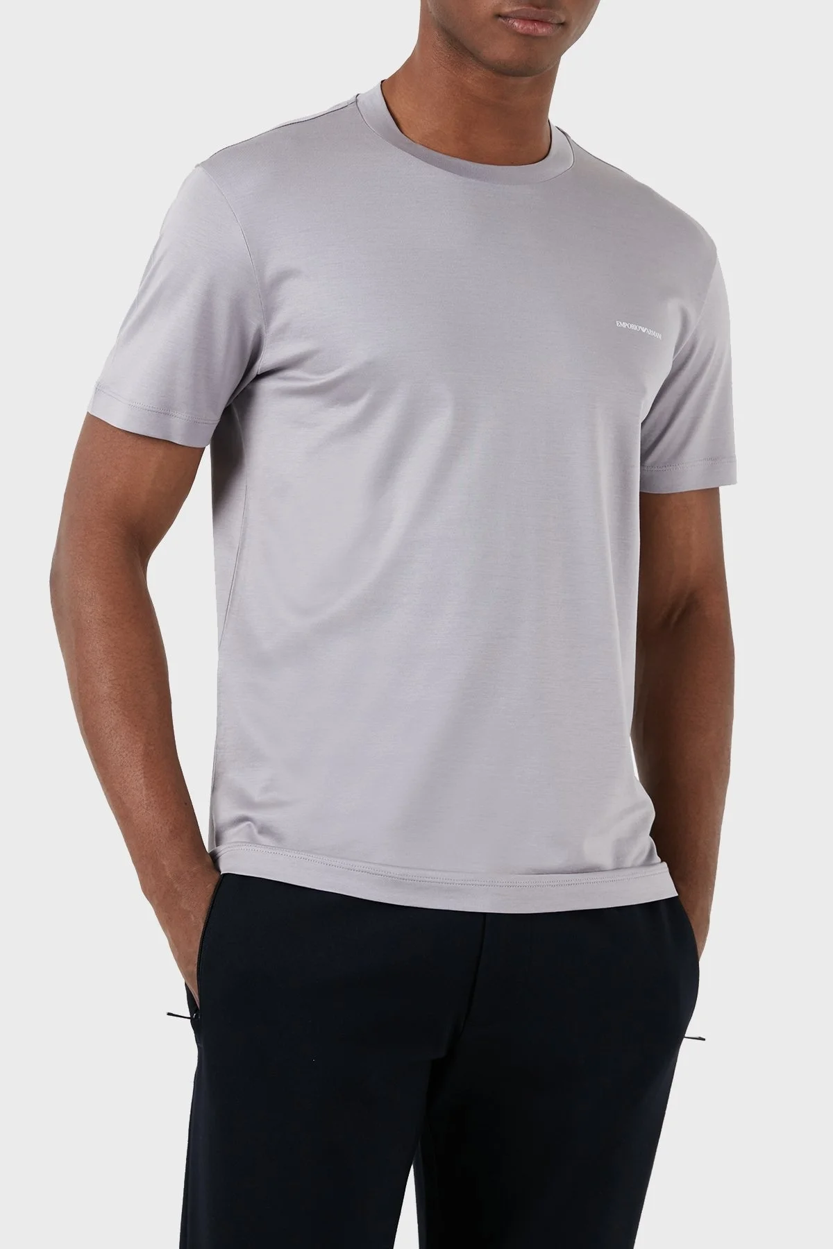 Emporio Armani Logolu Bisiklet Yaka Pamuk Karışımlı Regular Fit Erkek T Shirt 8N1TD8 1JUVZ 0844 LİLA - 1