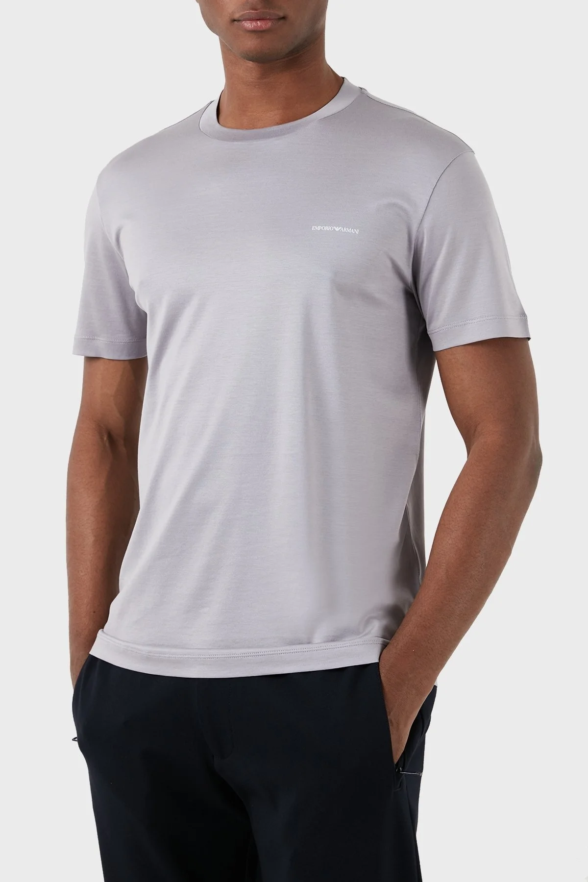 Emporio Armani Logolu Bisiklet Yaka Pamuk Karışımlı Regular Fit Erkek T Shirt 8N1TD8 1JUVZ 0844 LİLA - 5