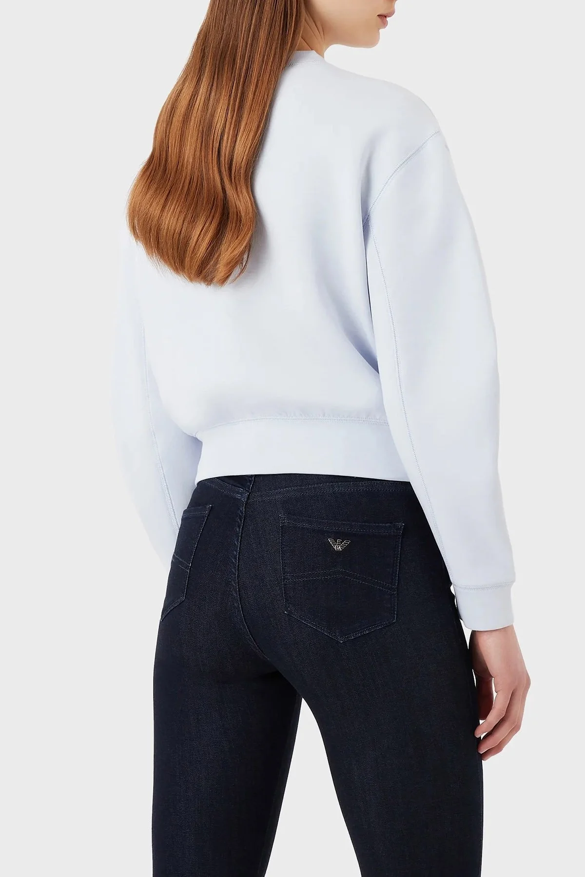 Emporio Armani Logolu Bisiklet Yaka Pamuklu Regular Fit Bayan Sweat 3R2M6E 1JHSZ 0703 MAVİ - 3