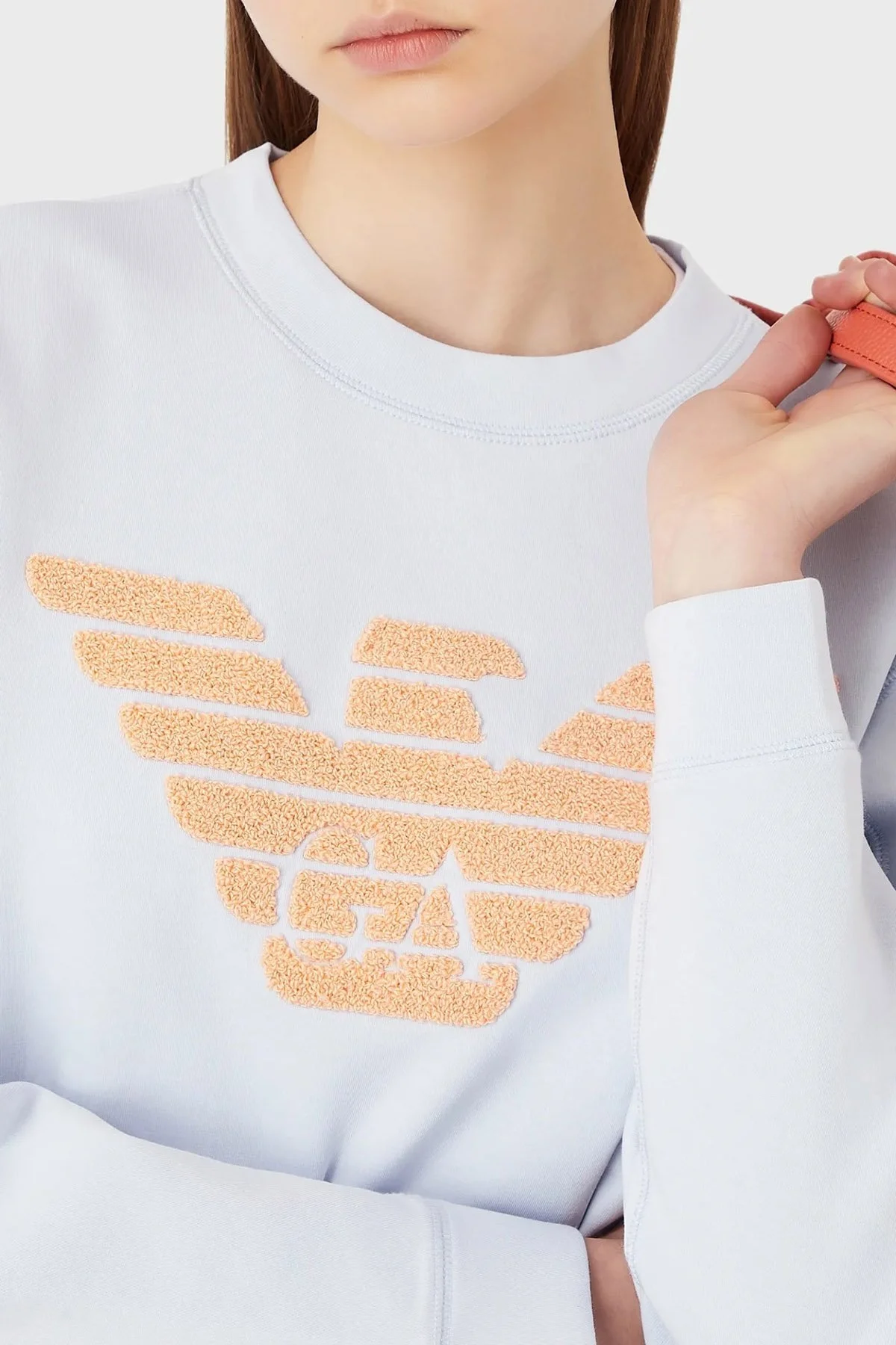 Emporio Armani Logolu Bisiklet Yaka Pamuklu Regular Fit Bayan Sweat 3R2M6E 1JHSZ 0703 MAVİ - 5