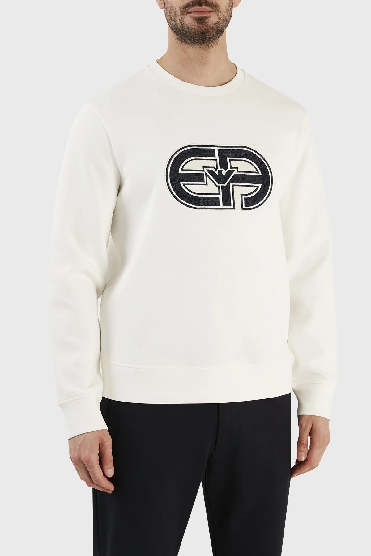 Emporio Armani Logolu Bisiklet Yaka Pamuklu Regular Fit Erkek Sweat 3R1MDB 1JHSZ 0128 EKRU - 2