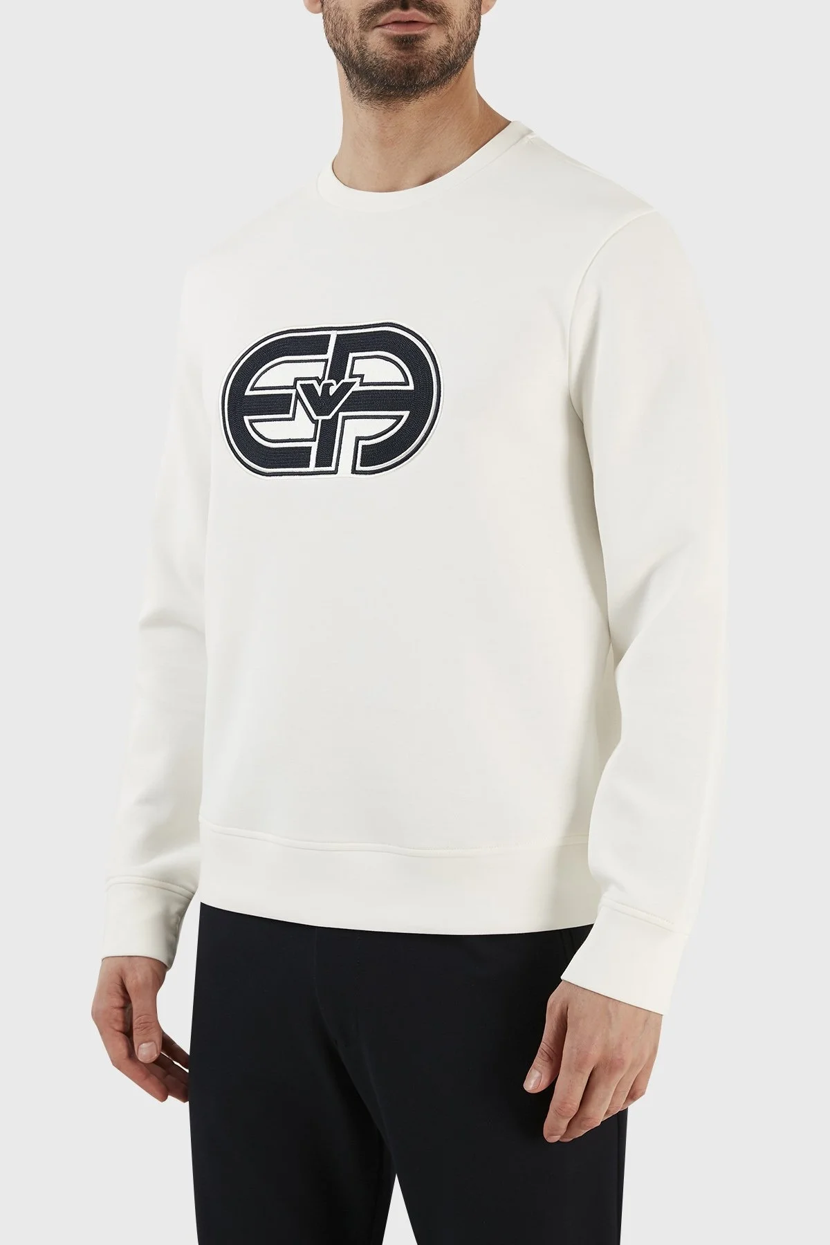 Emporio Armani Logolu Bisiklet Yaka Pamuklu Regular Fit Erkek Sweat 3R1MDB 1JHSZ 0128 EKRU - 4