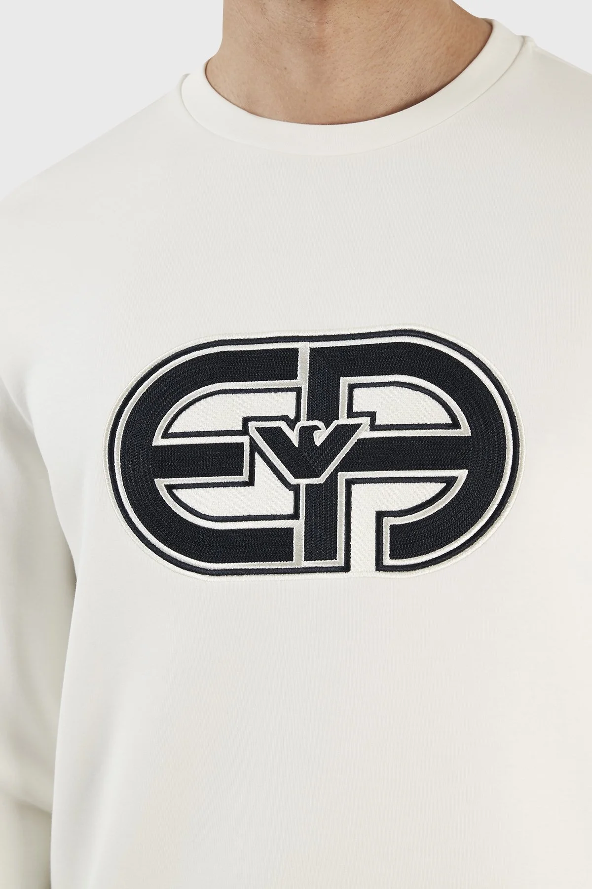 Emporio Armani Logolu Bisiklet Yaka Pamuklu Regular Fit Erkek Sweat 3R1MDB 1JHSZ 0128 EKRU - 5