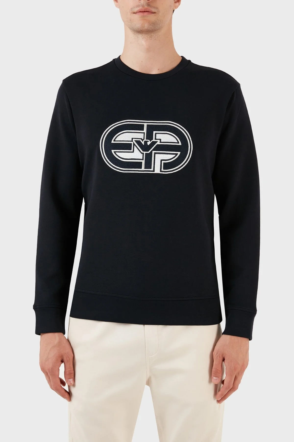 Emporio Armani Logolu Bisiklet Yaka Pamuklu Regular Fit Erkek Sweat 3R1MDB 1JHSZ 0920 LACİVERT - 1