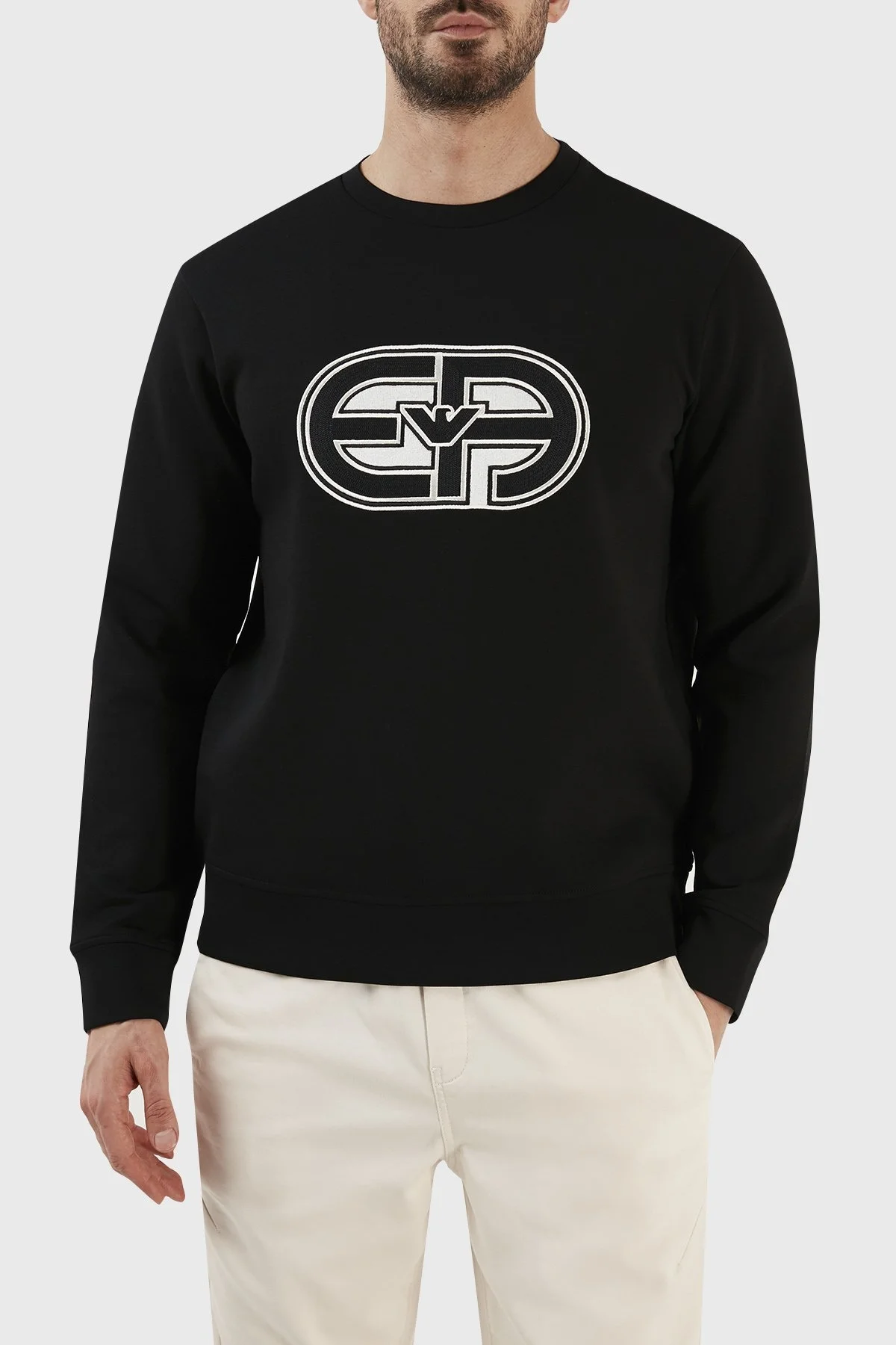 Emporio Armani Logolu Bisiklet Yaka Pamuklu Regular Fit Erkek Sweat 3R1MDB 1JHSZ 0999 SİYAH - 2