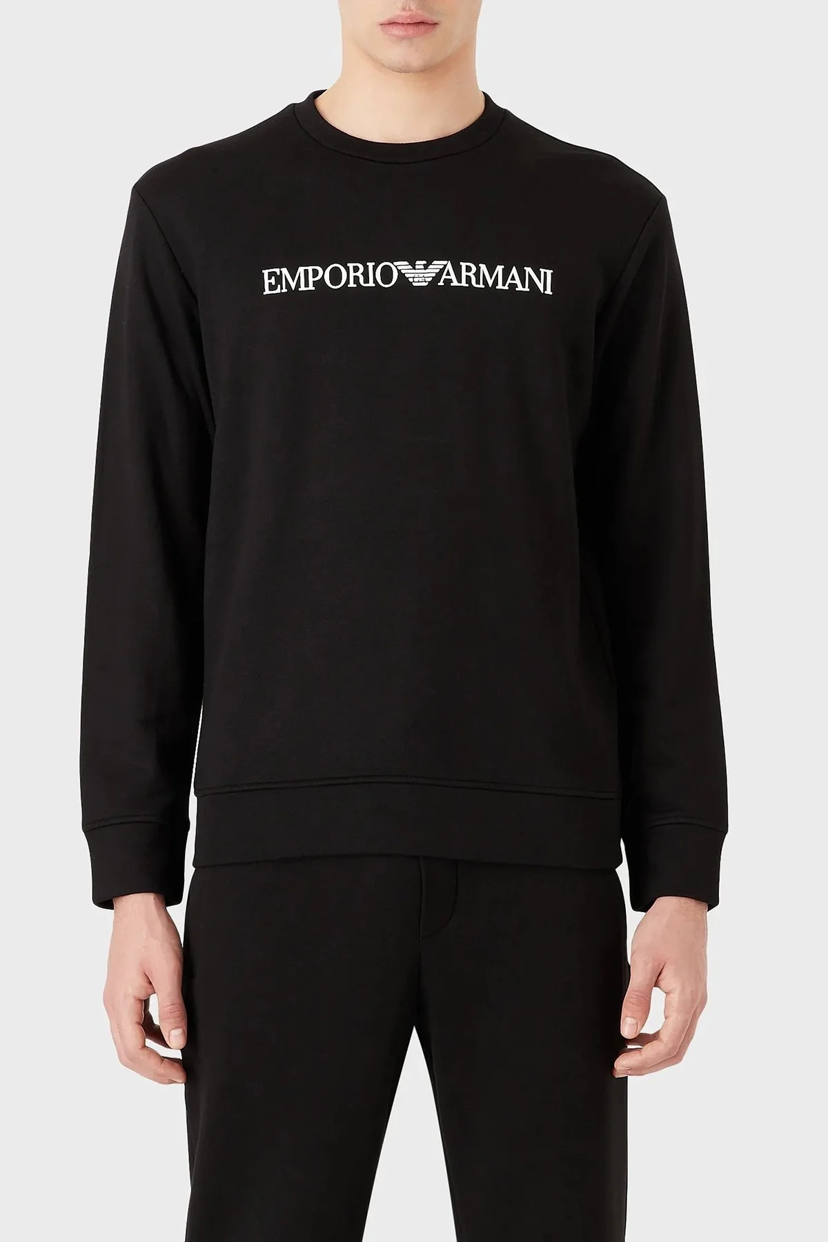 Emporio Armani Logolu Bisiklet Yaka Pamuklu Regular Fit Erkek Sweat 8N1MR6 1JRIZ F009 SİYAH - 1