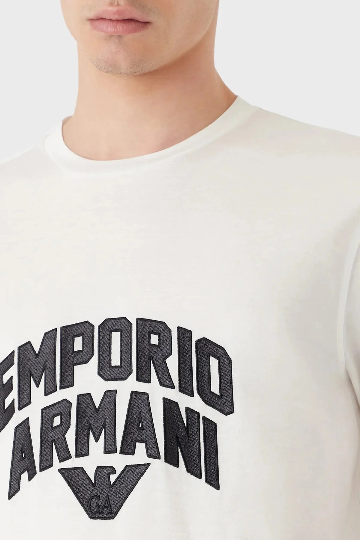 Emporio Armani Logolu Bisiklet Yaka Pamuklu Regular Fit Erkek T Shirt 3R1TBF 1JUVZ 0101 BEYAZ - 2