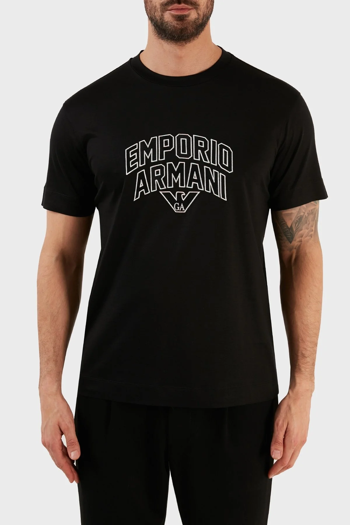 Emporio Armani Logolu Bisiklet Yaka Pamuklu Regular Fit Erkek T Shirt 3R1TBF 1JUVZ 0999 SİYAH - 6