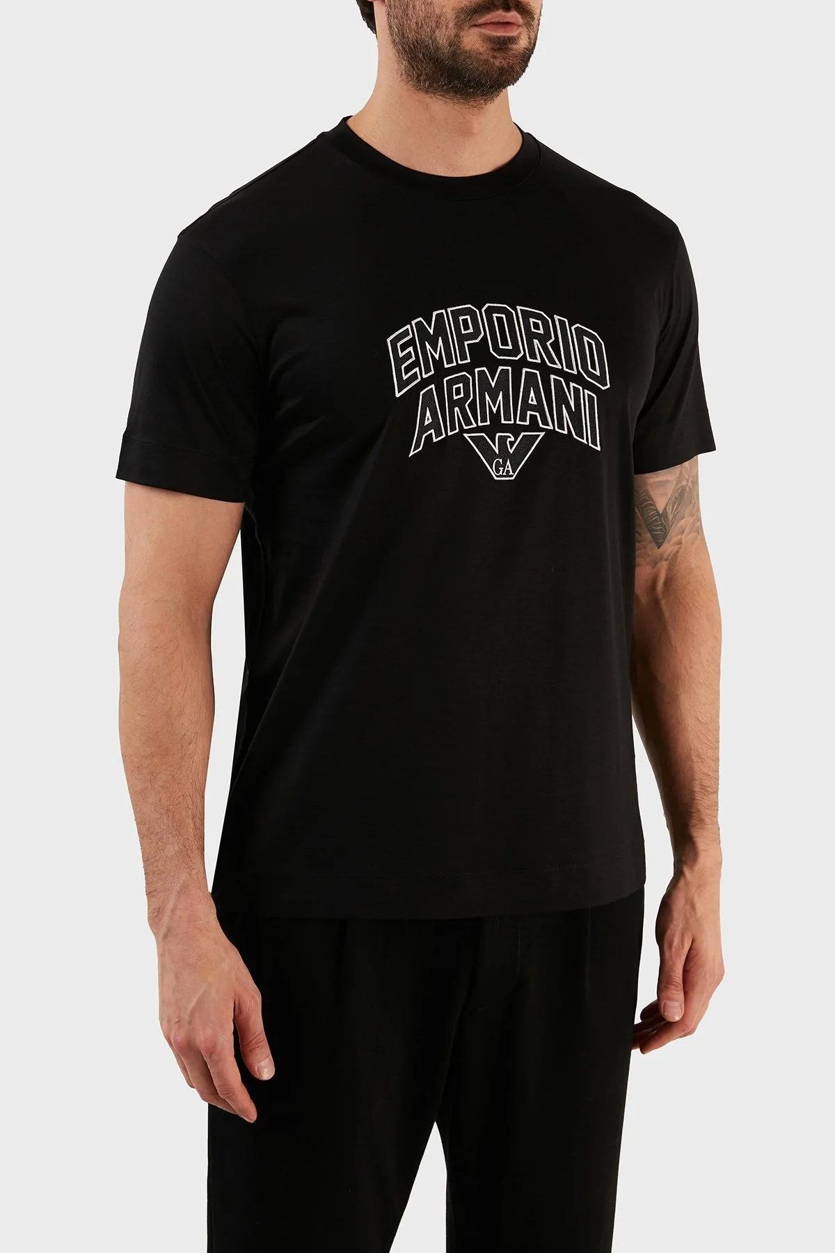 Emporio Armani Logolu Bisiklet Yaka Pamuklu Regular Fit Erkek T Shirt 3R1TBF 1JUVZ 0999 SİYAH - 7