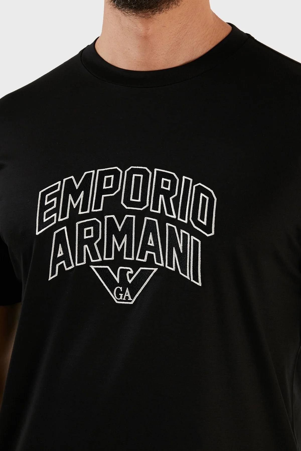 Emporio Armani Logolu Bisiklet Yaka Pamuklu Regular Fit Erkek T Shirt 3R1TBF 1JUVZ 0999 SİYAH - 9