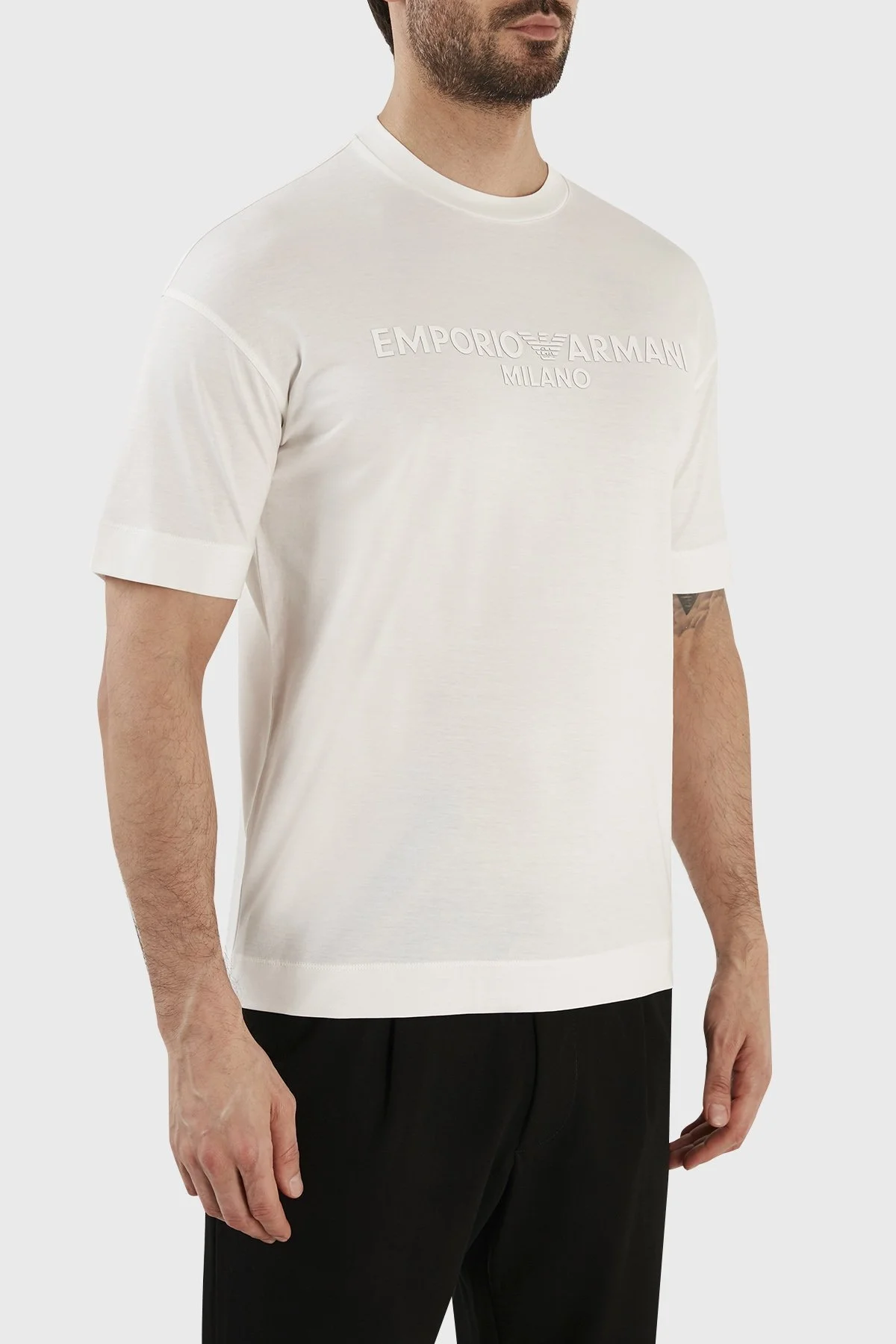 Emporio Armani Logolu Bisiklet Yaka Pamuklu Regular Fit Erkek T Shirt 3R1TDF 1JUVZ 0101 BEYAZ - 3