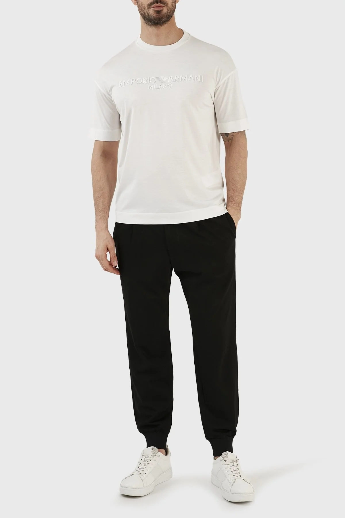 Emporio Armani Logolu Bisiklet Yaka Pamuklu Regular Fit Erkek T Shirt 3R1TDF 1JUVZ 0101 BEYAZ - 4