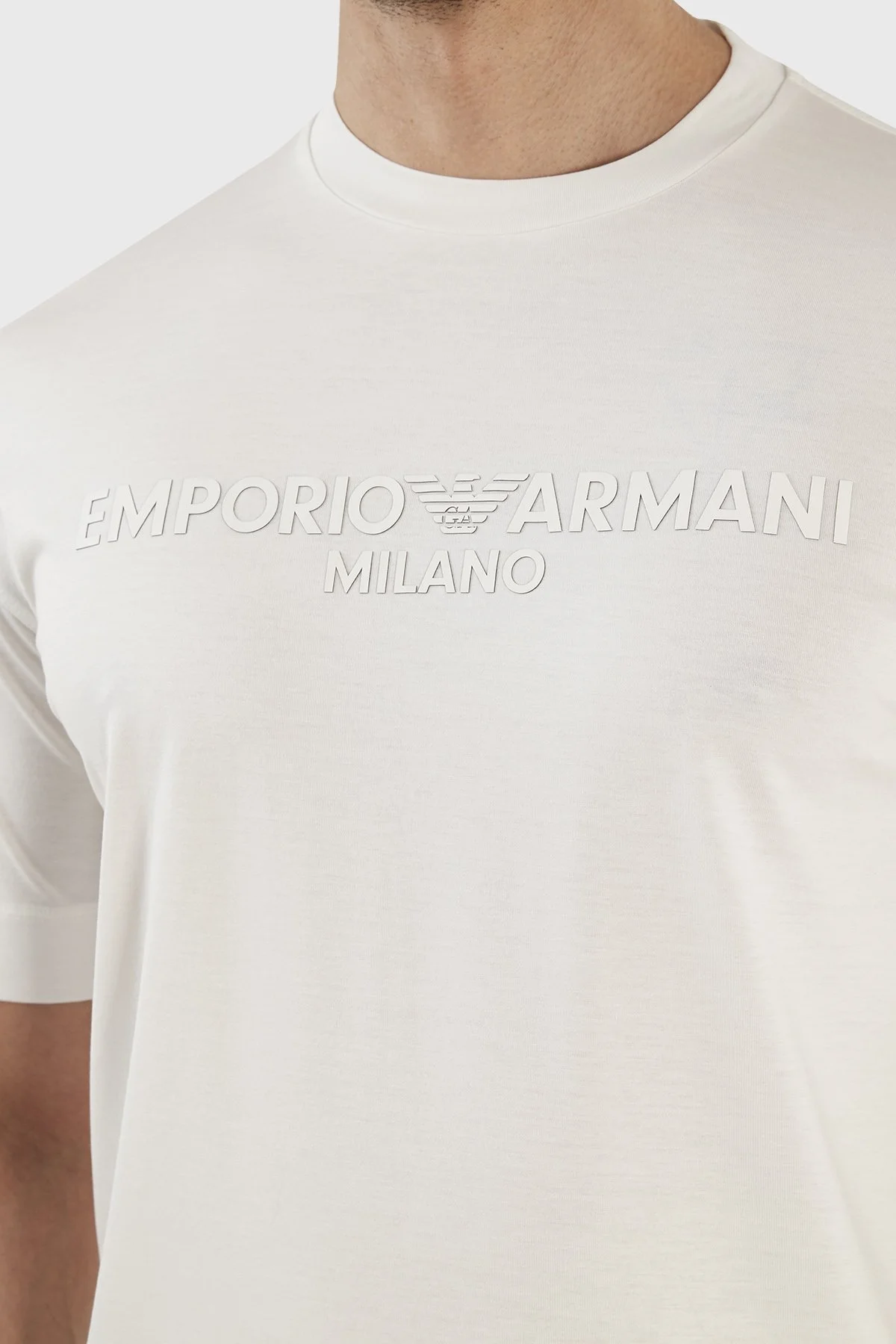 Emporio Armani Logolu Bisiklet Yaka Pamuklu Regular Fit Erkek T Shirt 3R1TDF 1JUVZ 0101 BEYAZ - 6