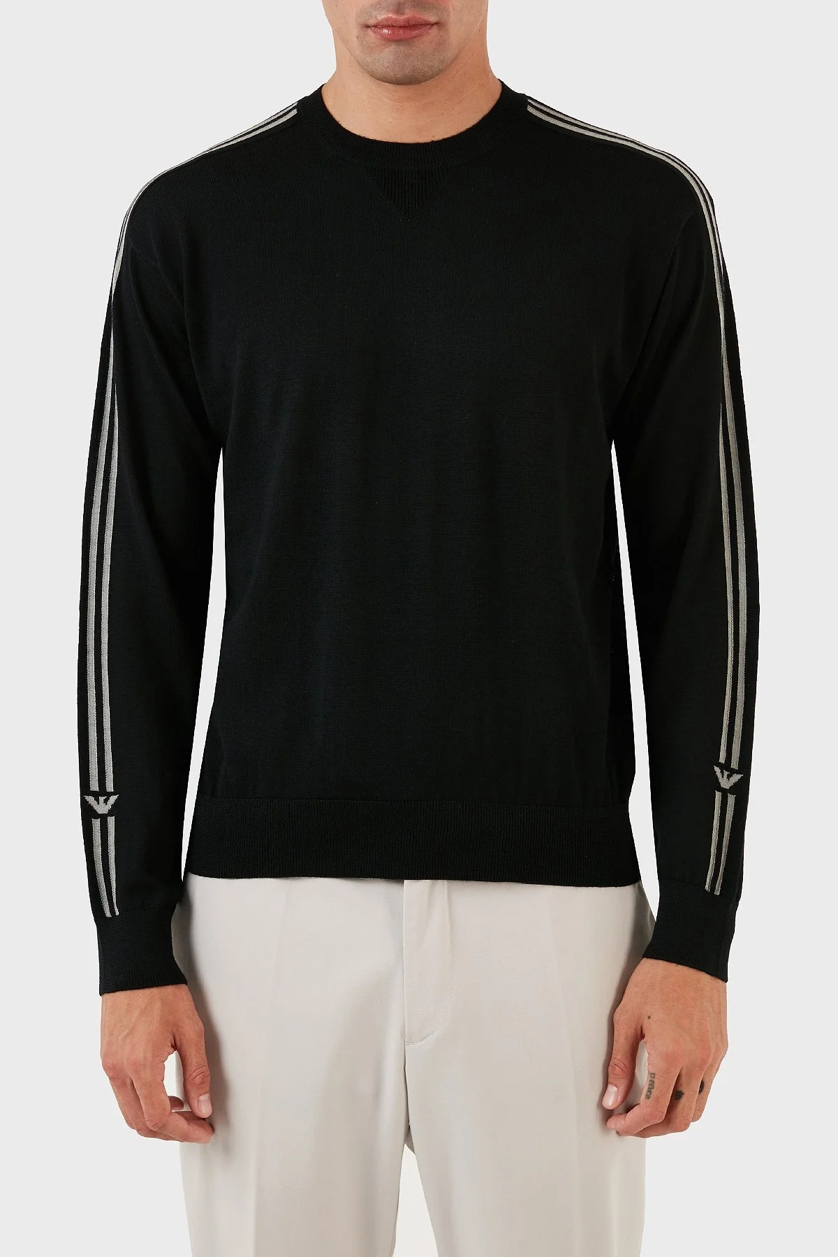 Emporio Armani Logolu Bisiklet Yaka Regular Fit % 100 Yün Erkek Kazak 6R1MXG 1MNGZ F093 SİYAH - 1