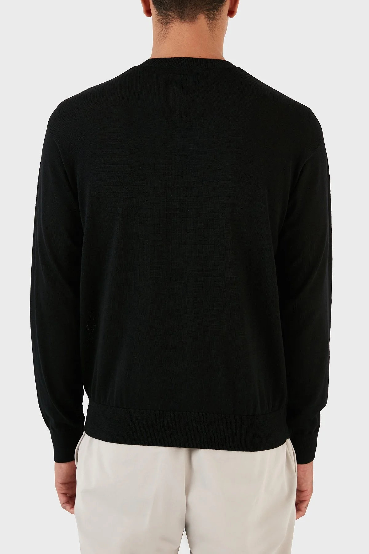 Emporio Armani Logolu Bisiklet Yaka Regular Fit % 100 Yün Erkek Kazak 6R1MXG 1MNGZ F093 SİYAH - 2