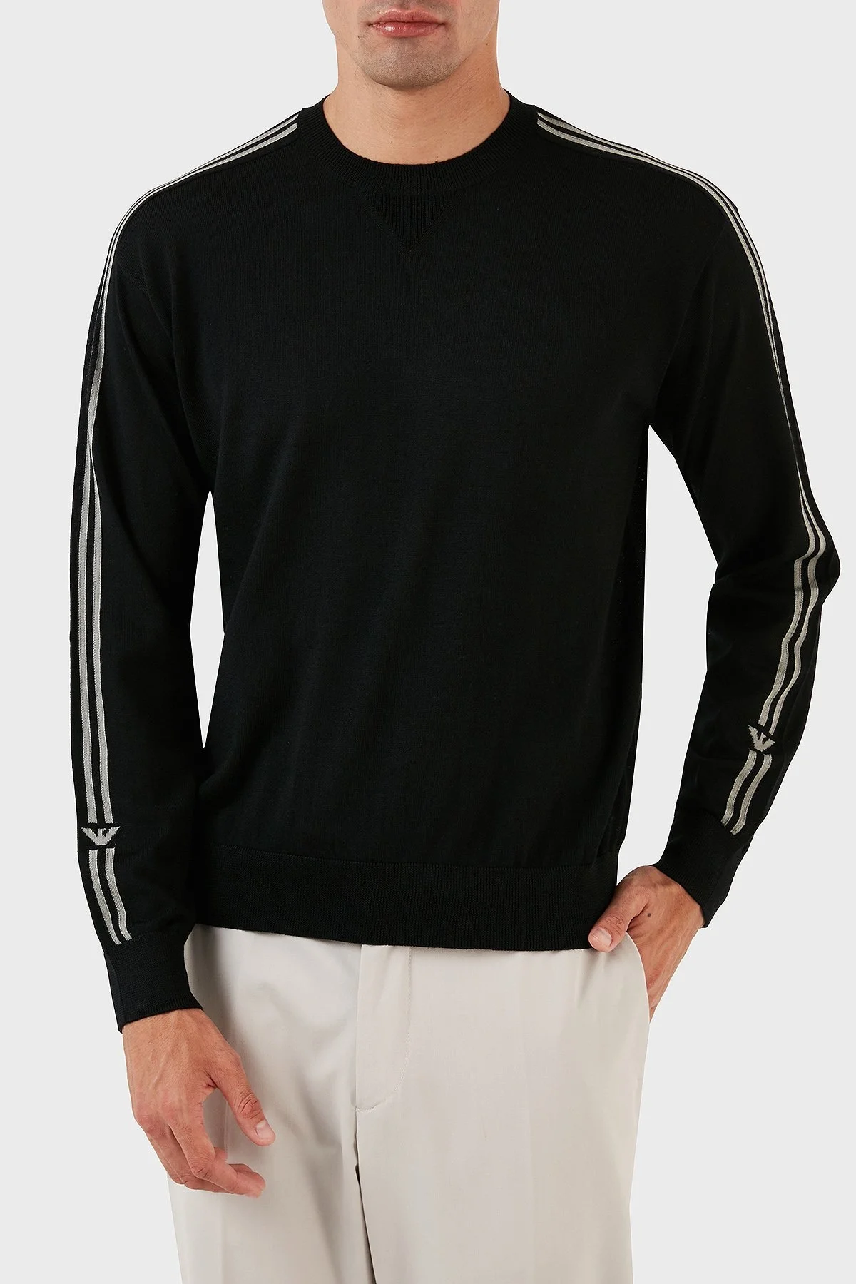 Emporio Armani Logolu Bisiklet Yaka Regular Fit % 100 Yün Erkek Kazak 6R1MXG 1MNGZ F093 SİYAH - 3