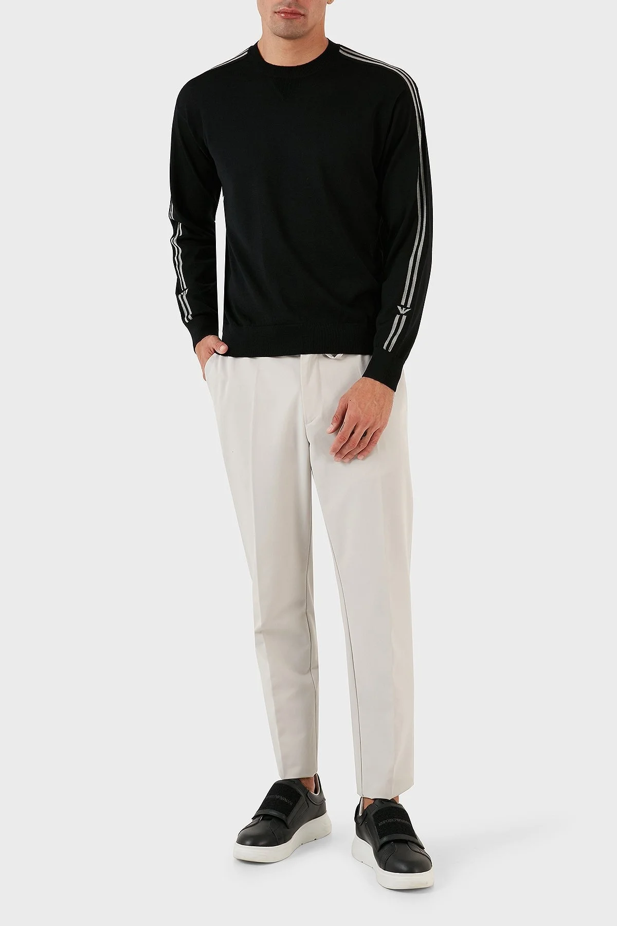 Emporio Armani Logolu Bisiklet Yaka Regular Fit % 100 Yün Erkek Kazak 6R1MXG 1MNGZ F093 SİYAH - 4