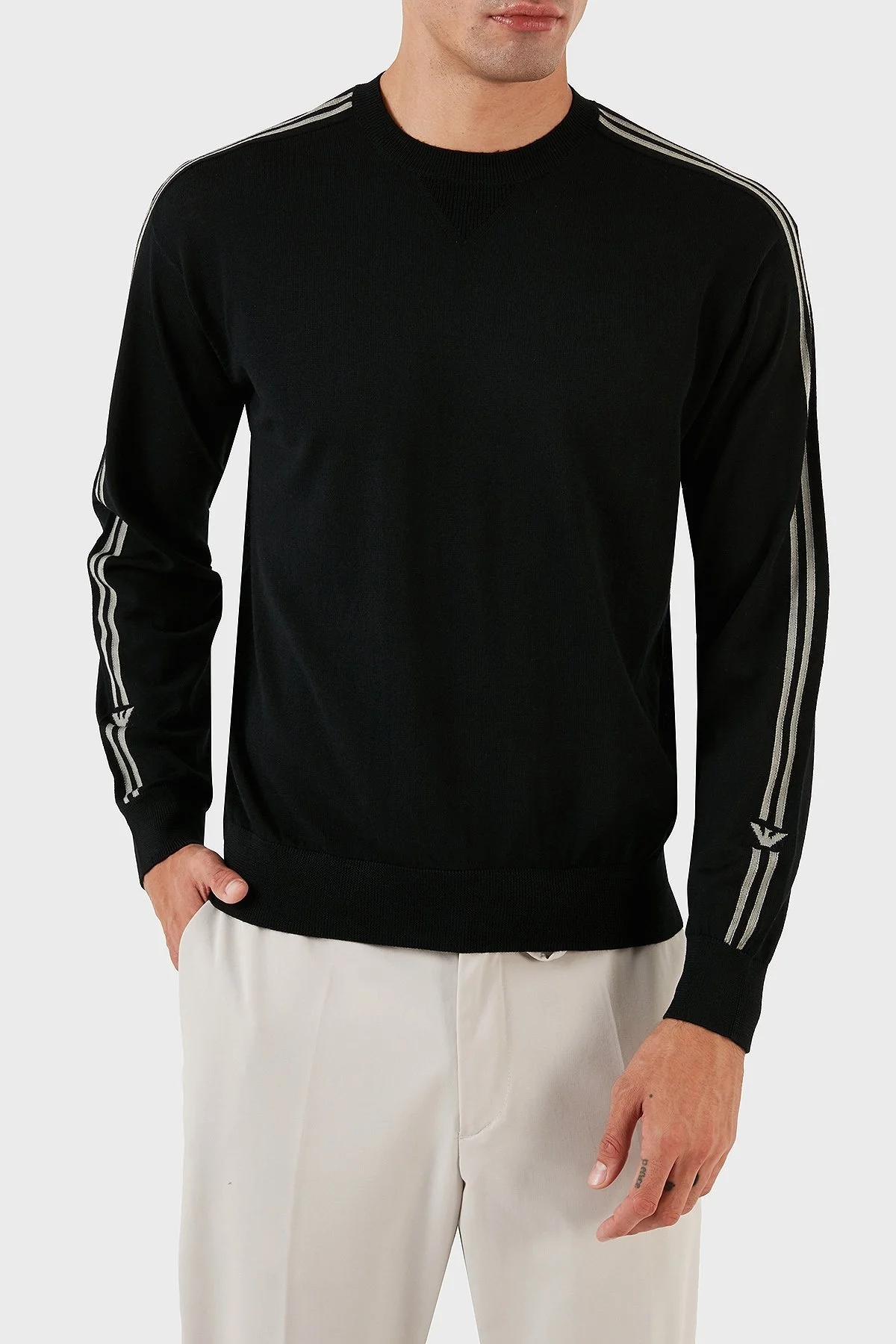 Emporio Armani Logolu Bisiklet Yaka Regular Fit % 100 Yün Erkek Kazak 6R1MXG 1MNGZ F093 SİYAH - 6