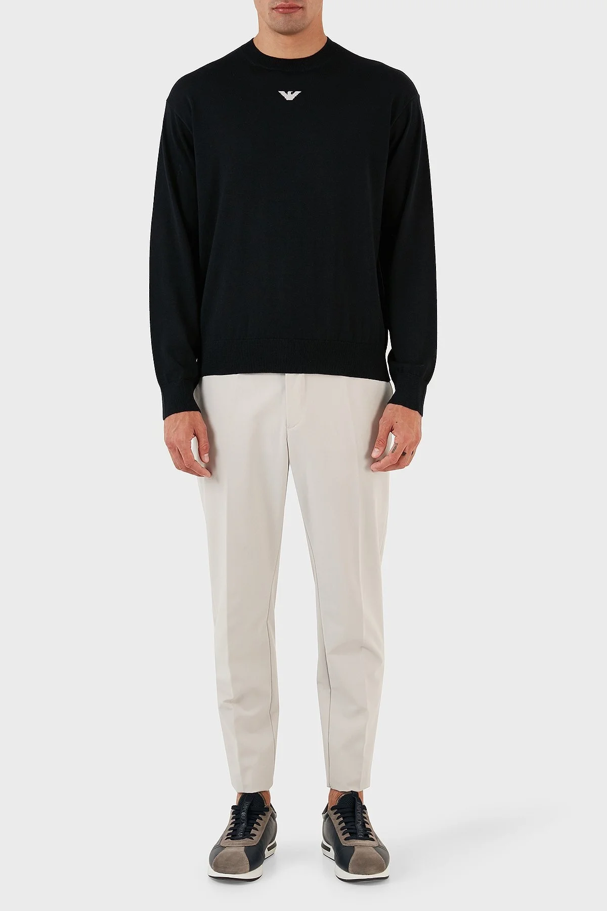 Emporio Armani Logolu Bisiklet Yaka Regular Fit % 100 Yün Erkek Kazak 6R1MXG 1MNGZ F904 LACİVERT - 4